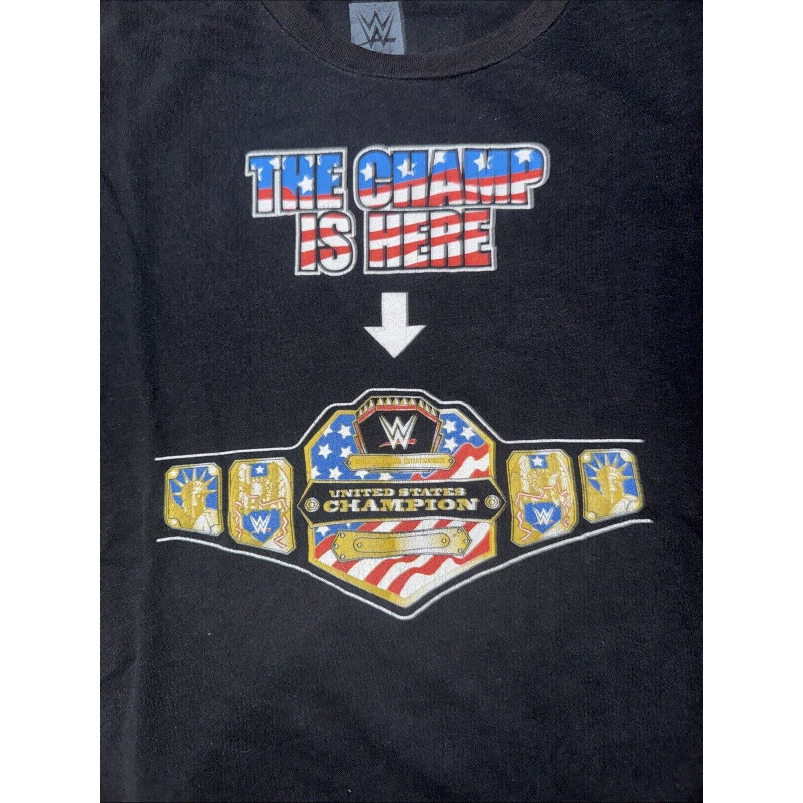 WWE × WWF Women’s WWE United States Champion T-Shirt Black 2XL 19x25 Size XXL / US 16-18 / IT 52-54 - 2 Thumbnail