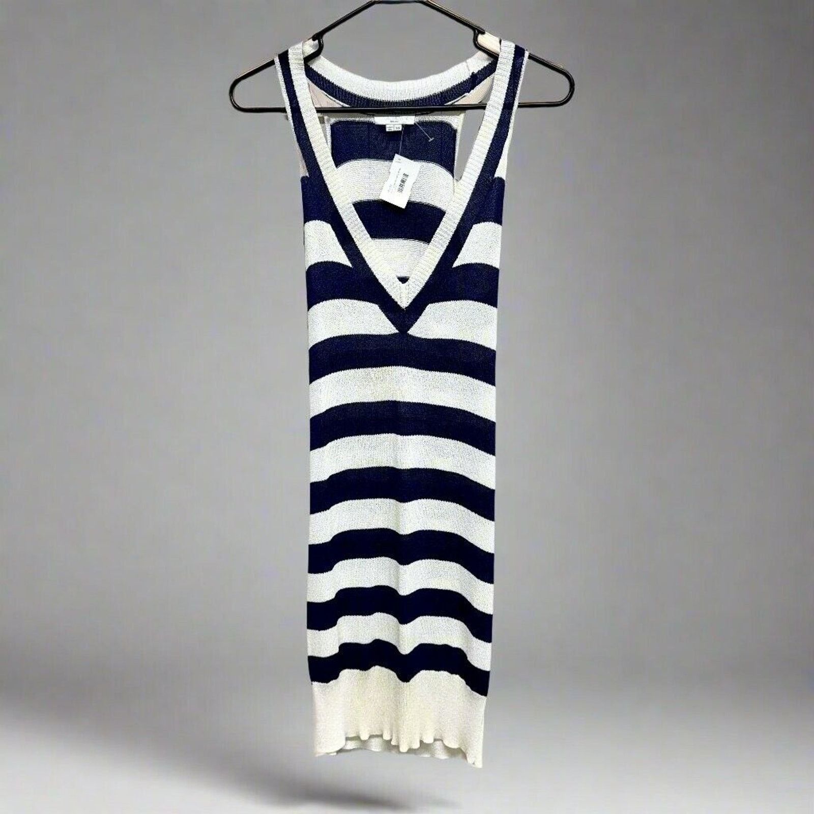 Adam Lippes Adam Lippes White Navy Stripe Sleeveless Knit Maxi Dress XS Size XS / US 0-2 / IT 36-38 - 1 Thumbnail