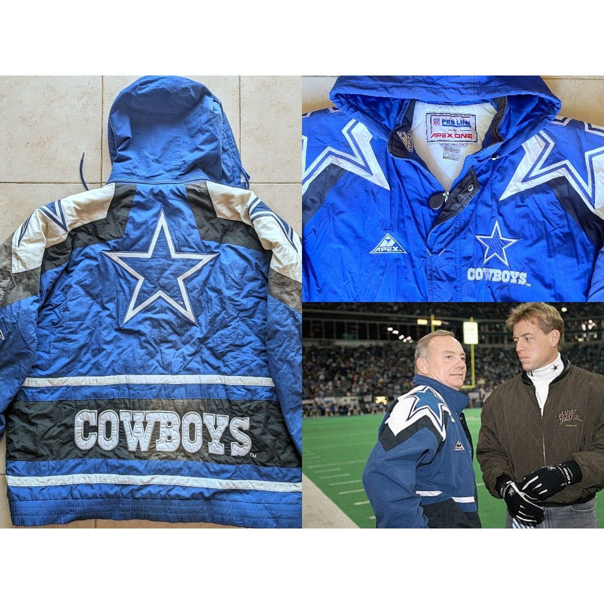 Vintage Rare Dallas Cowboys Apex NFL Jacket L/G Authentic Proline factory NFL