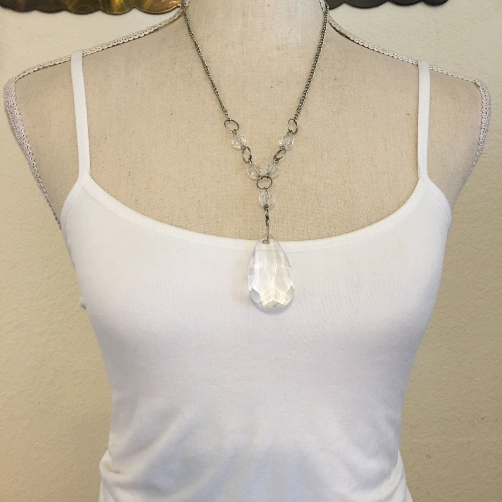 Vintage Vintage clear crystal chandelier style necklace Size ONE SIZE - 3 Thumbnail