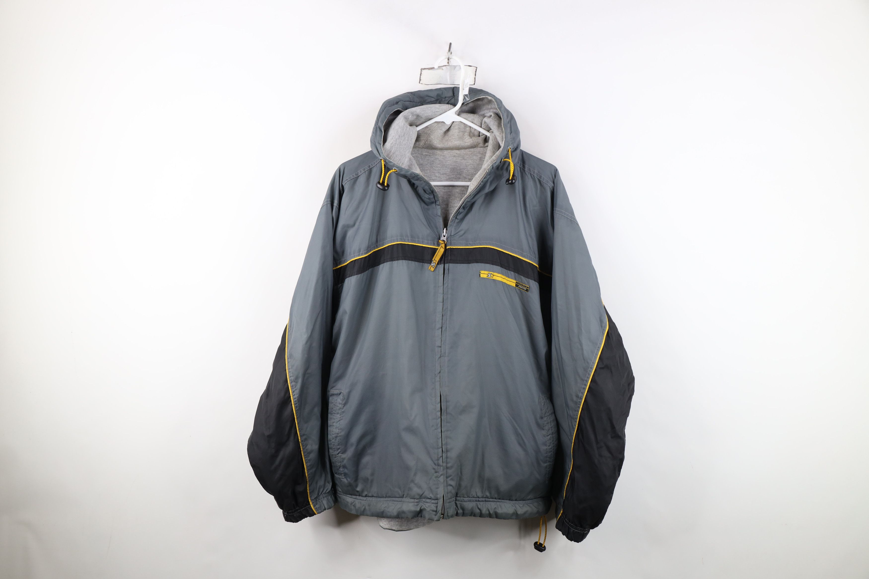 Starter Vintage 90s Starter Reversible Lined Hooded Jacket Gray Size US M / EU 48-50 / 2 - 1 Thumbnail