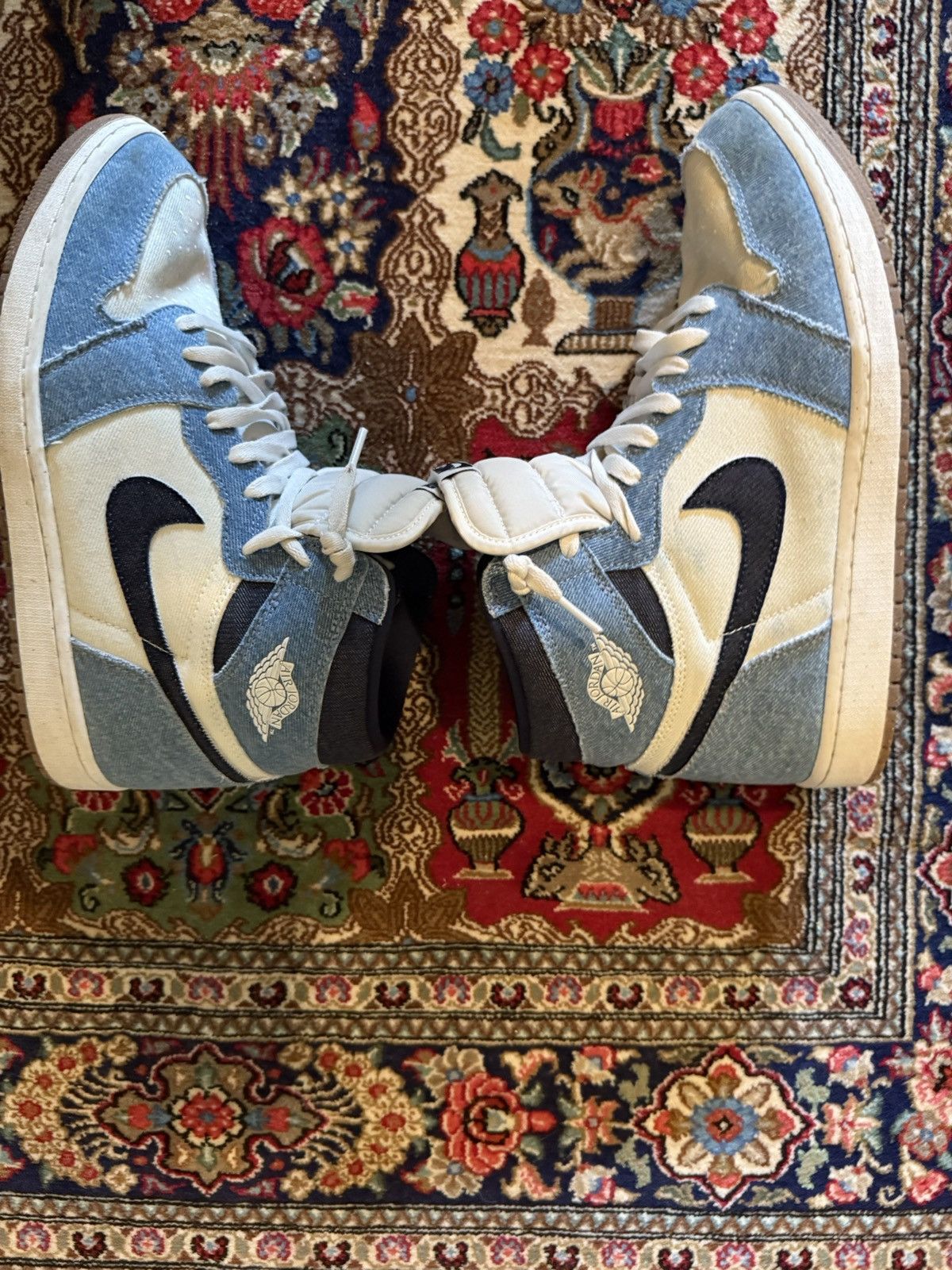Jordan Brand Jordan 1 blue denim hi top sneakers Size US 12 / EU 45 - 4 Thumbnail