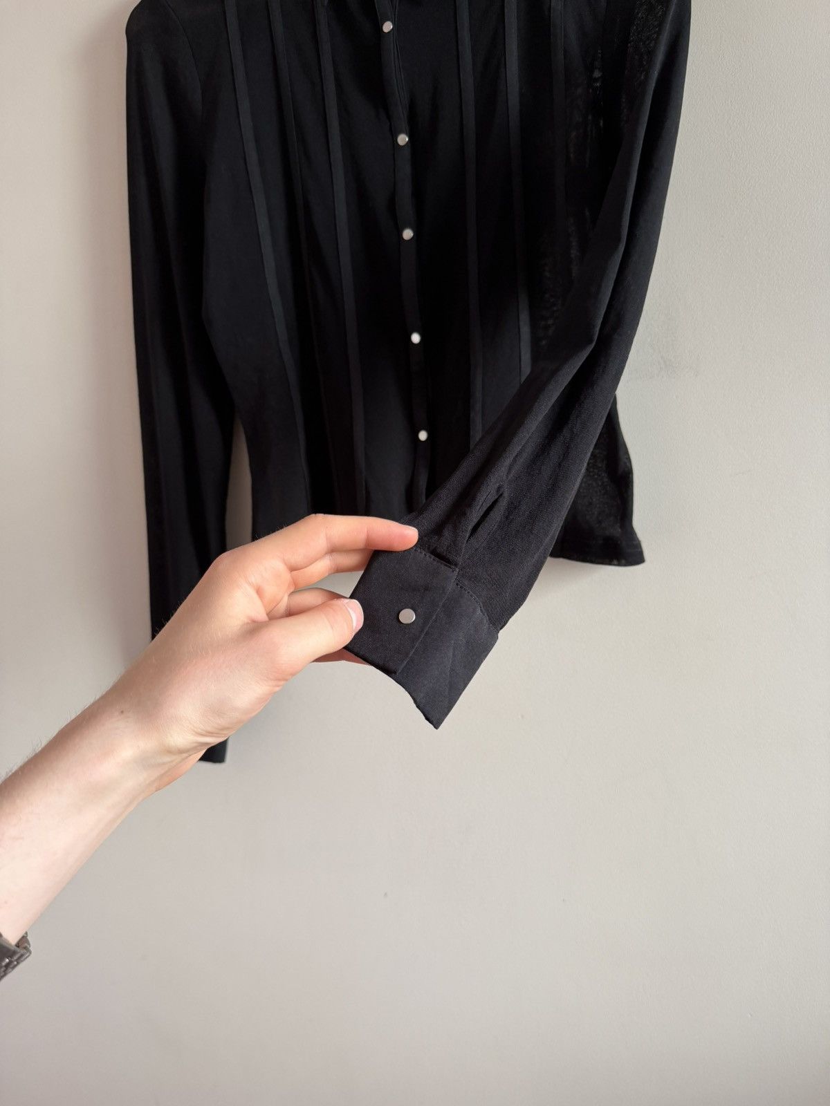 Vintage Sheer Black Fitted Blouse Mesh Button Shirt Size S / US 4 / IT 40 - 2 Thumbnail
