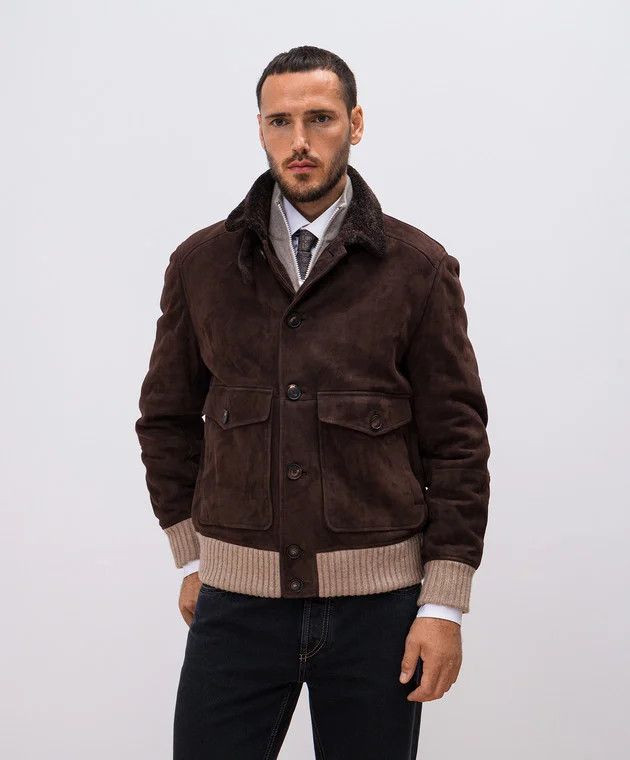 Brunello Cucinelli o1w1db10226 Lamb Fur Shearling Jacket in Dark Brown Size US L / EU 52-54 / 3 - 2 Thumbnail