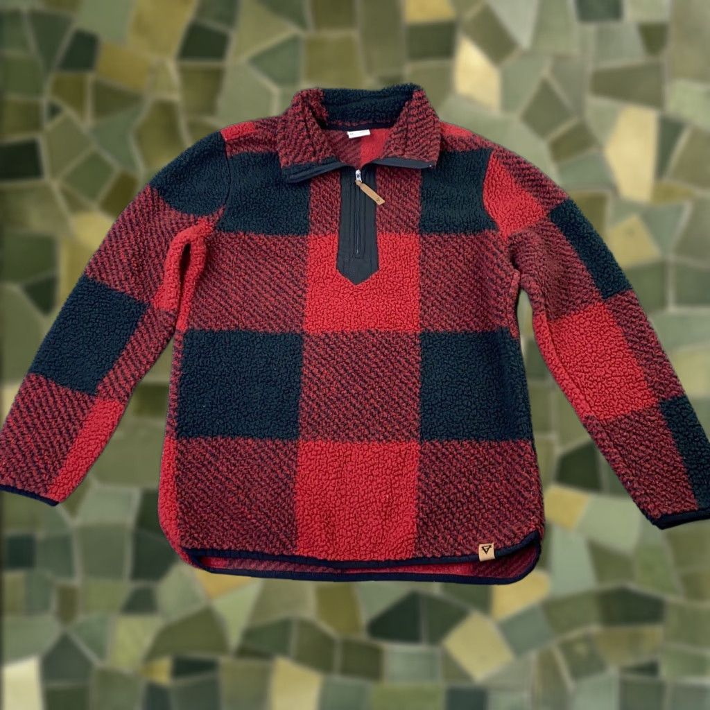 Vintage VINTAGE Life Integrity Earth Womens Pullover Medium Red Fleece Buffalo Plaid 1/4 Zip Size M / US 6-8 / IT 42-44 - 1 Thumbnail