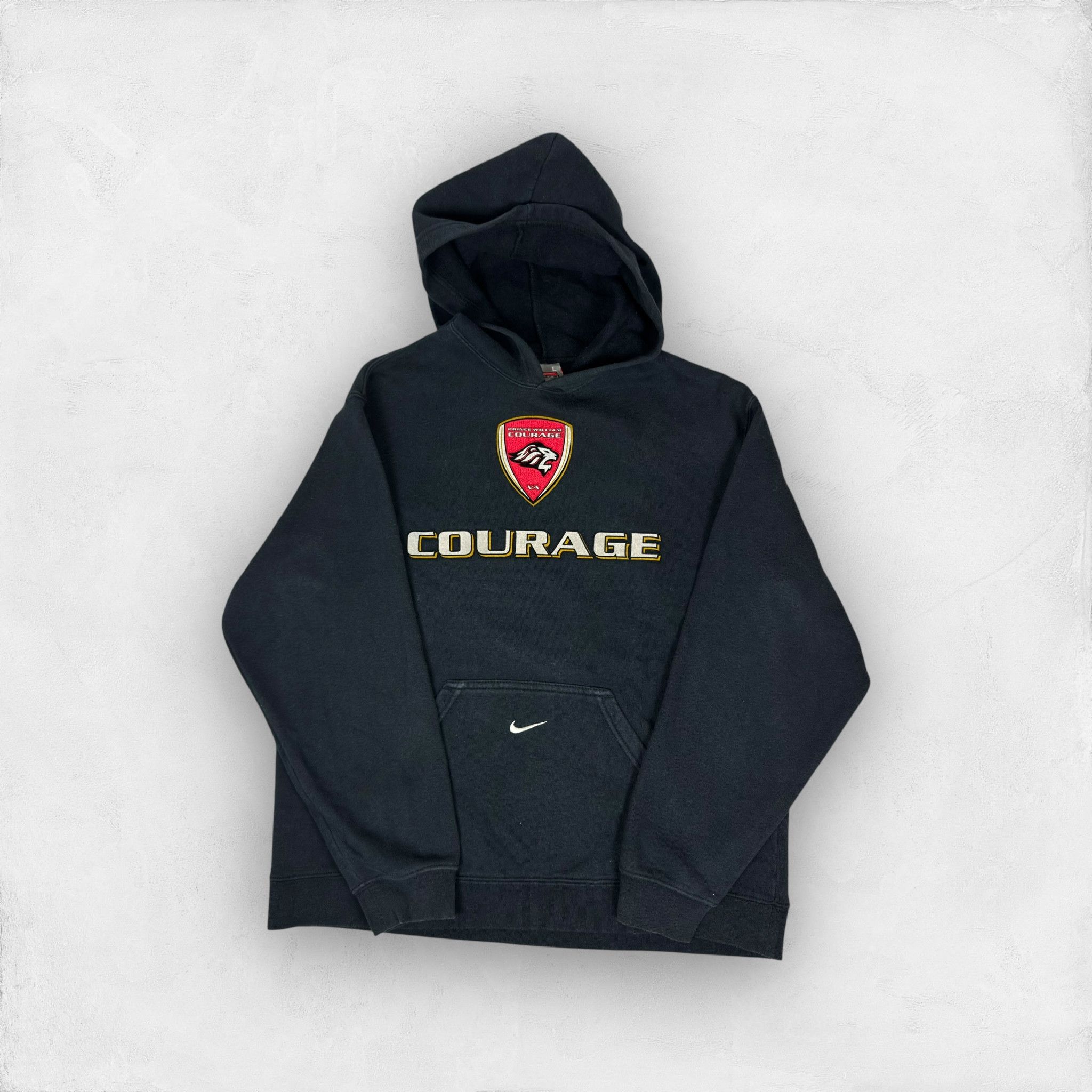 Nike × Vintage Nike Black Cotton Fleece Lined Pullover Hoodie Large (14-16) Size US L / EU 52-54 / 3 - 1 Thumbnail