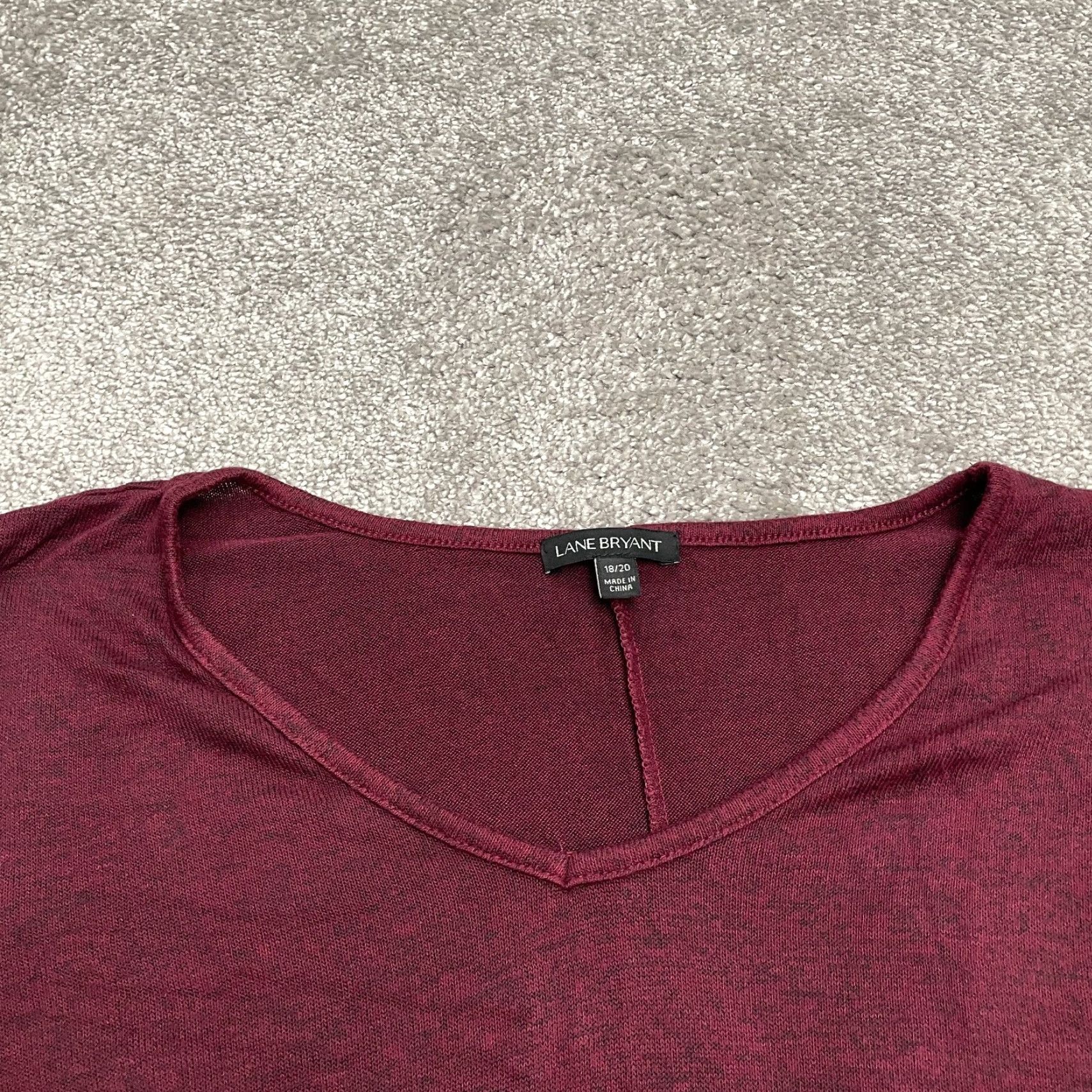 Vintage Lane Bryant Sweater Womens 18/20 Red Lace V-Neck Midweight Knit Pullover Size XXL / US 16-18 / IT 52-54 - 3 Thumbnail