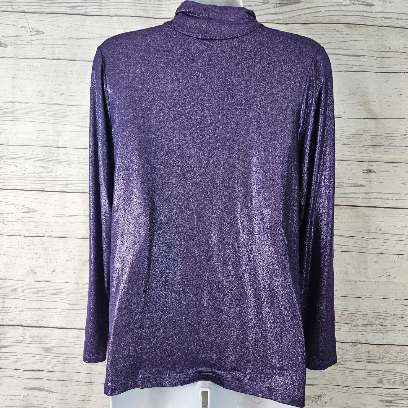 Vintage Chicos Womens Top Blouse Shirt Purple Long Sleeve Mock Neck Sz Medium (M) Size M / US 6-8 / IT 42-44 - 3 Thumbnail