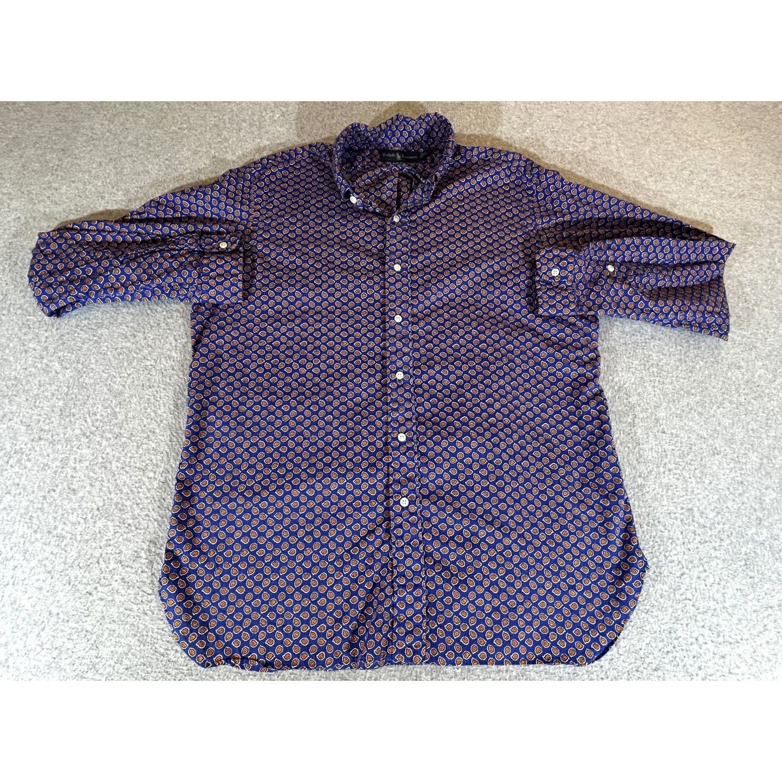 Ralph Lauren Ralph Lauren Shirt Mens XL Blue Floral Print AOP Button Long Sleeve Cotton Polo Size US XL / EU 56 / 4 - 2 Thumbnail