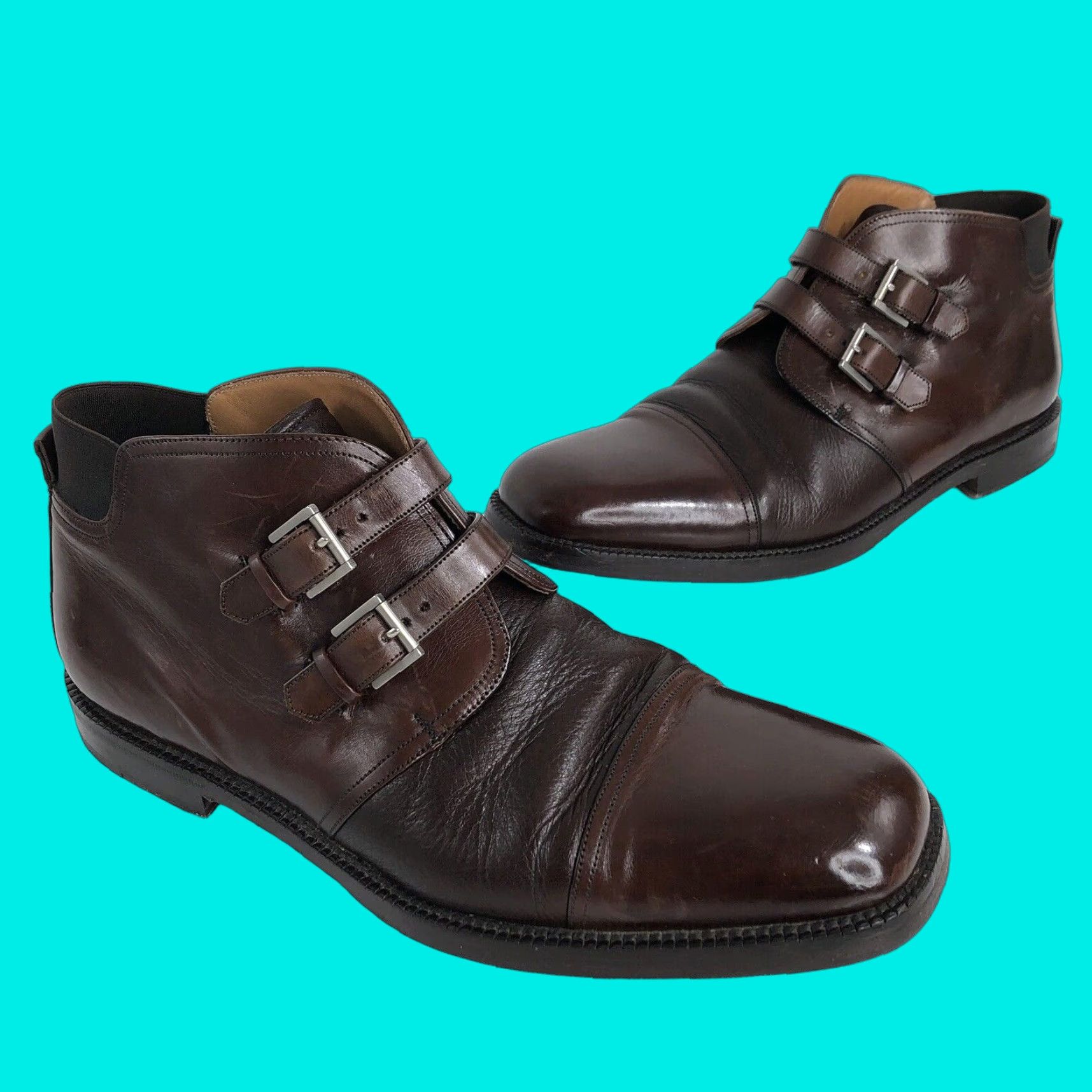 Mezlan MEZLAN FERRARA Buckle Monk Straps Boots Leather Brown 11M Mens Chukka Spain Size US 11 / EU 44 - 1 Thumbnail