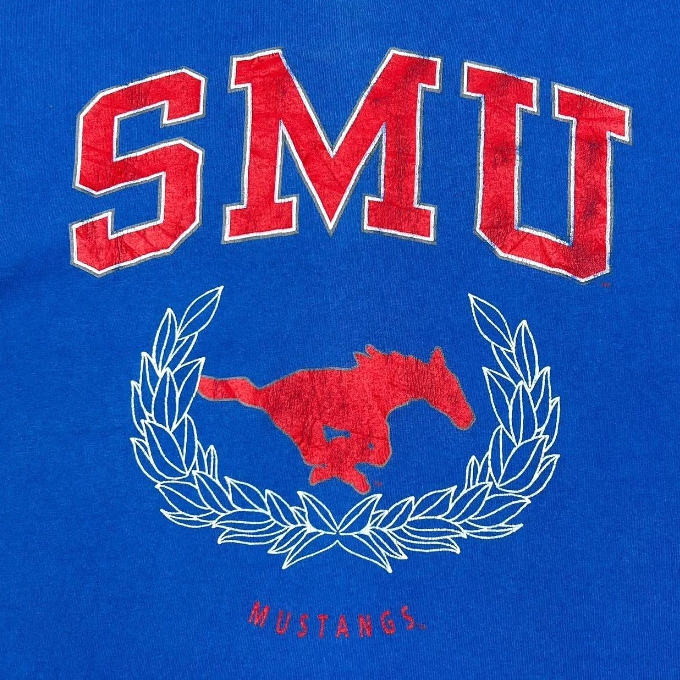 Fruit Of The Loom VINTAGE SMU Mustangs T-Shirt XL Blue Cotton Graphic Print Short Sleeve Men Size XL Large Size US L / EU 52-54 / 3 - 3 Thumbnail