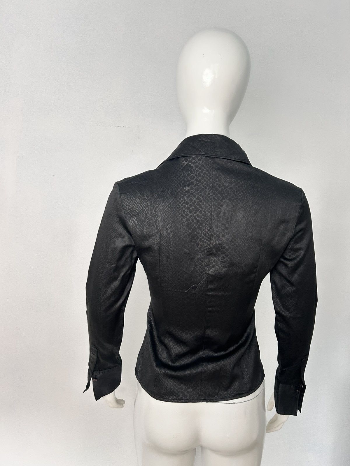 Vintage Vintage Y2K Black Ruffle Top Snake Skin Pattern Shirt Size M / US 6-8 / IT 42-44 - 6 Thumbnail