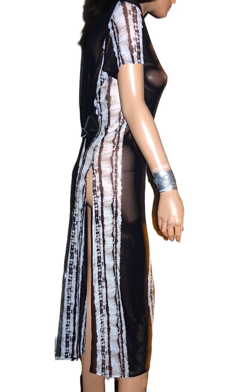 Other Cha Cha Vente Black Gray Sheer High Slit Dress S Size S / US 4 / IT 40 - 6 Thumbnail