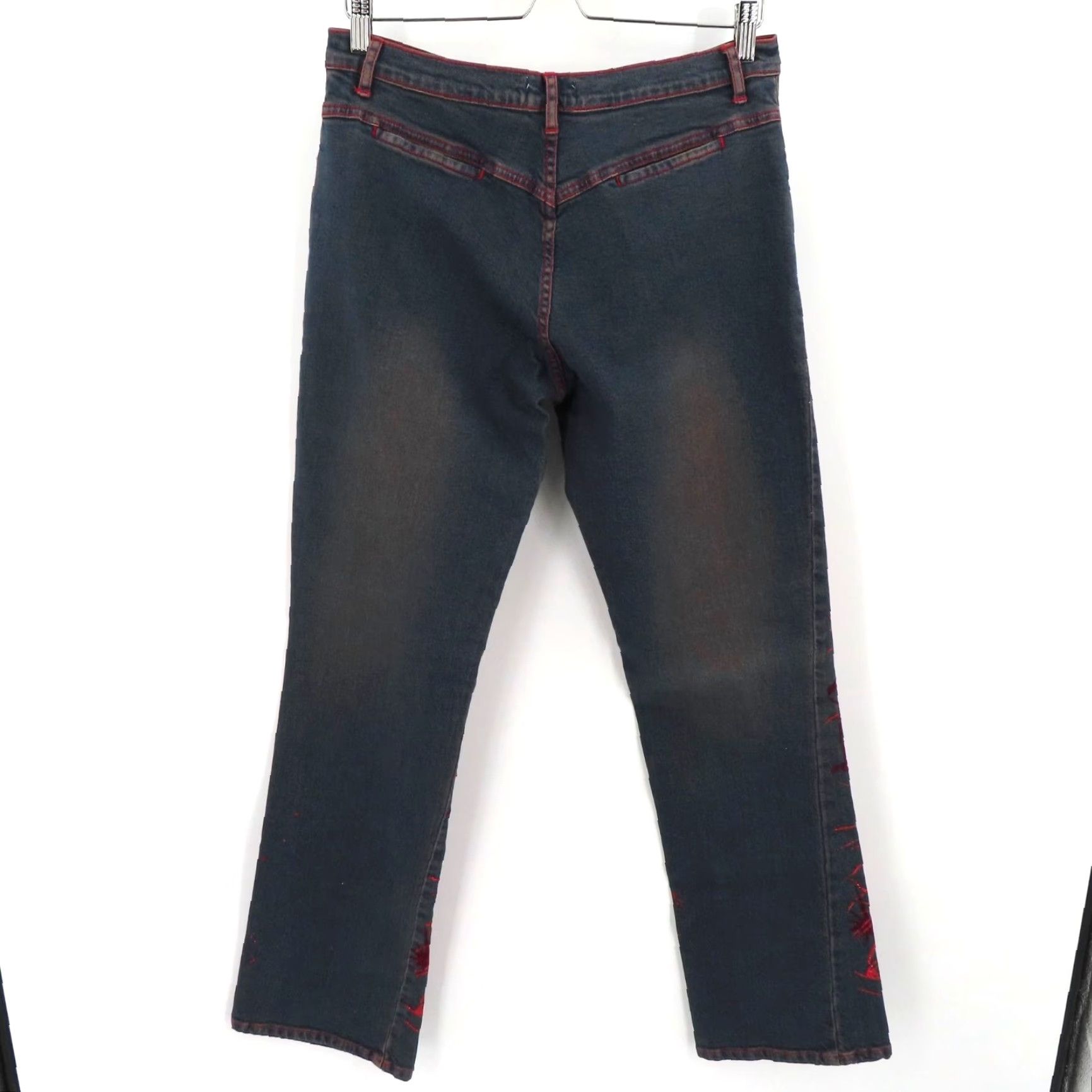 Velvet VINTAGE Amazing Jeans Jeans Womens 14 Red Glitter Velvet Splash Denim Pants 2000s NEW Size 36" / US 14 / IT 50 - 6 Thumbnail