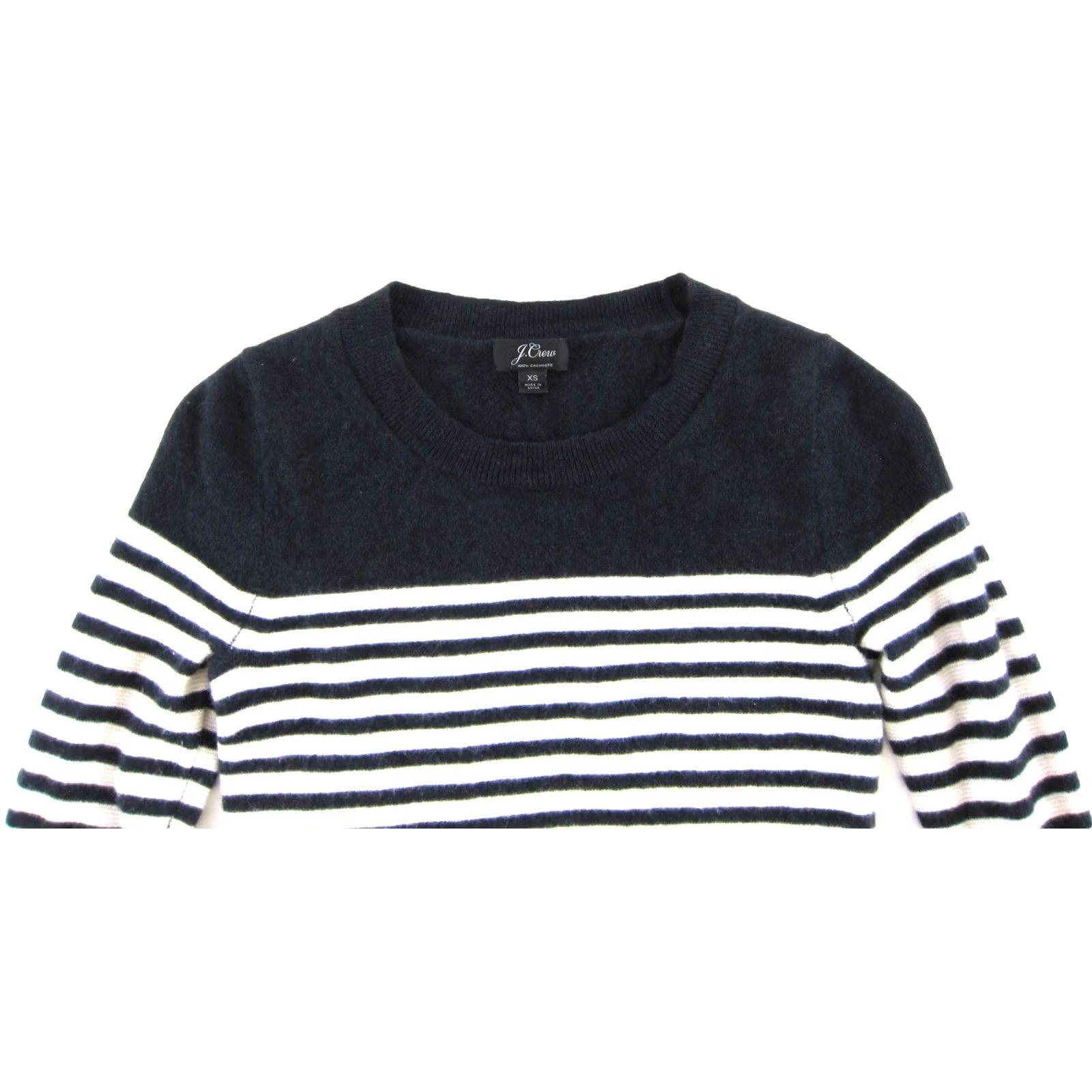 J.Crew J.Crew 100% Cashmere Navy Blue White Stripe Round Neck Sweater Women XS Size XS / US 0-2 / IT 36-38 - 5 Thumbnail