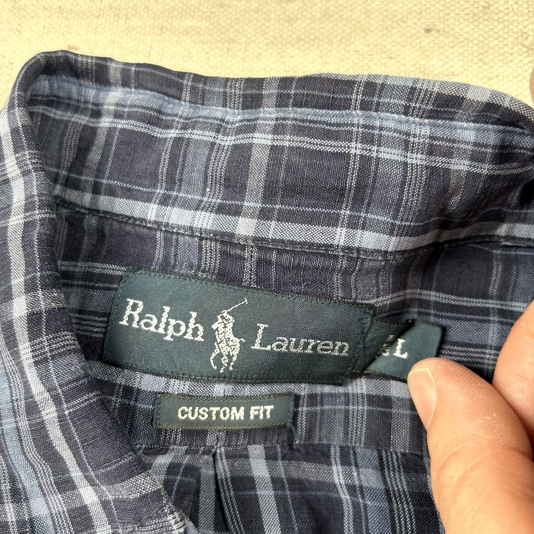 Ralph Lauren Ralph Lauren Shirt Mens L Silk Linen Blend Button Down Plaid Navy Blue Beachy Size US L / EU 52-54 / 3 - 3 Thumbnail