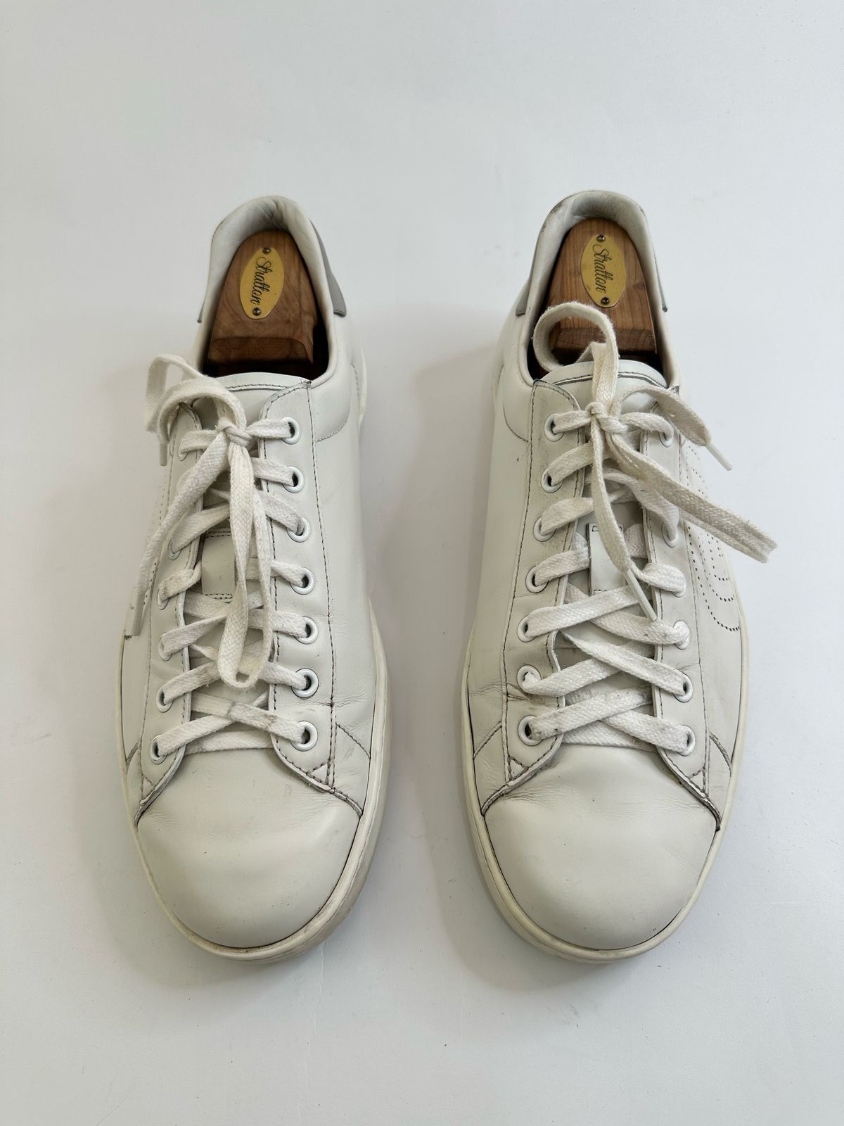 Gucci Gucci White/Grey Leather Perforated GG Ace Sneakers Size 9 Size US 9 / EU 42 - 3 Thumbnail