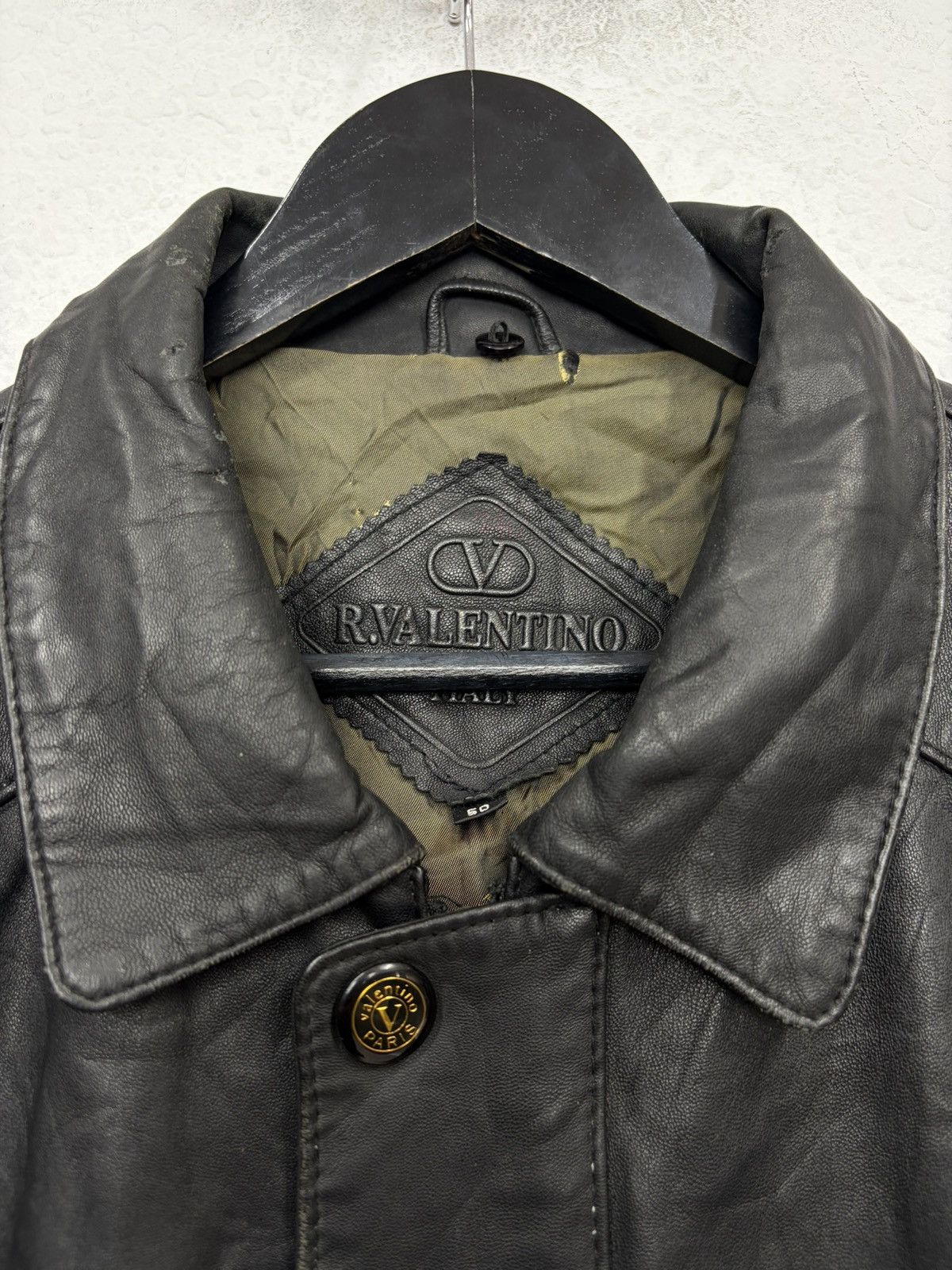 Valentino Vintage R.VALENTINO Black Leather Bomber Jacket Italy 90s Size US M / EU 48-50 / 2 - 4 Thumbnail