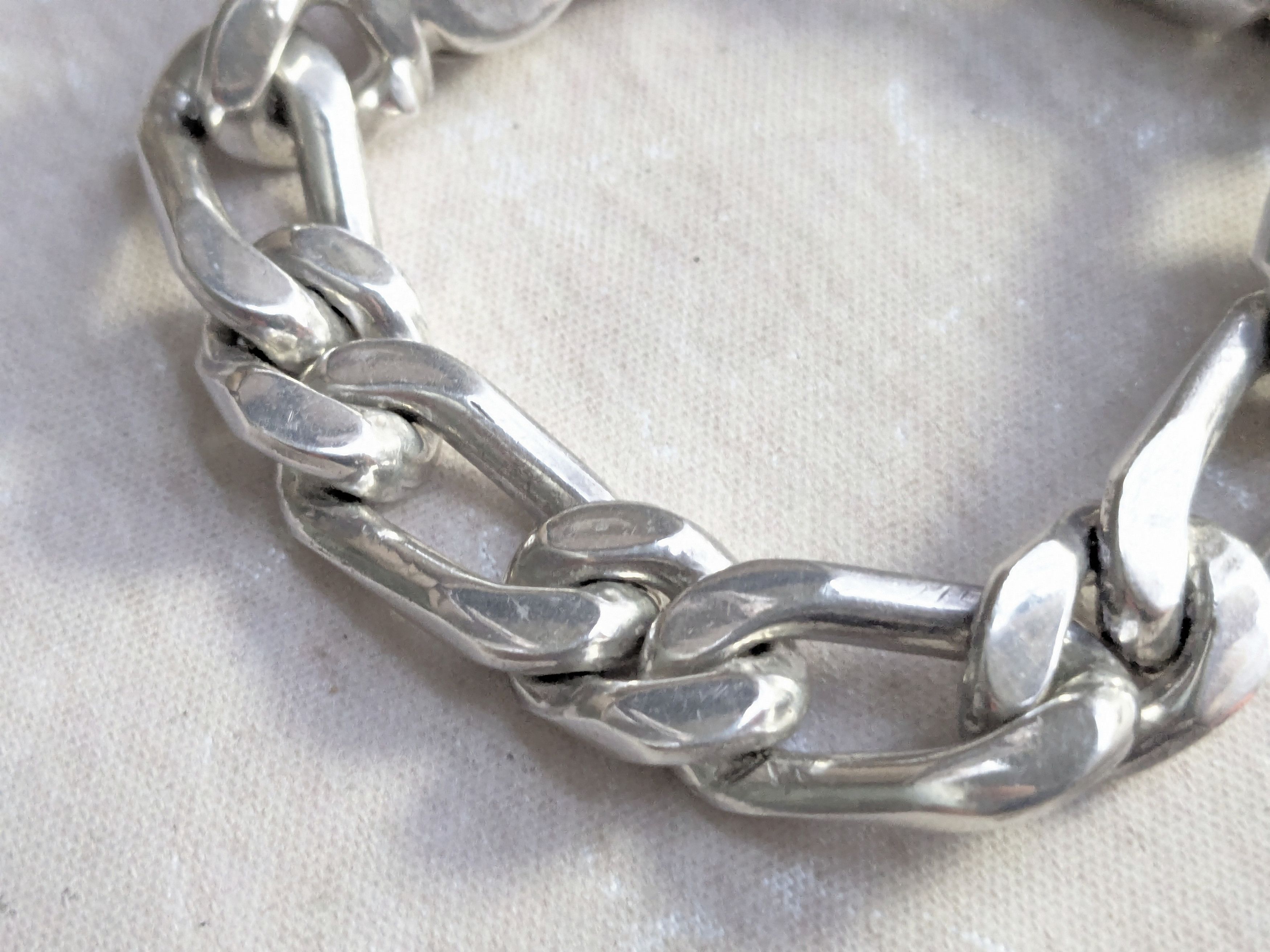 Jewelry Vintage Sterling Silver Figaro Bracelet 7" Biker Size ONE SIZE - 2 Thumbnail