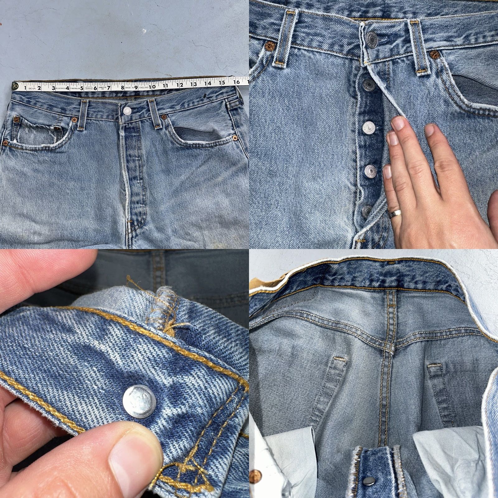 Levi's VINTAGE Levi's 501 Jeans Straight 90s 34x34 Light Blue Denim Men 34 Regular Master(Note: This line seems off). Size US 34 / EU 50 - 8 Thumbnail