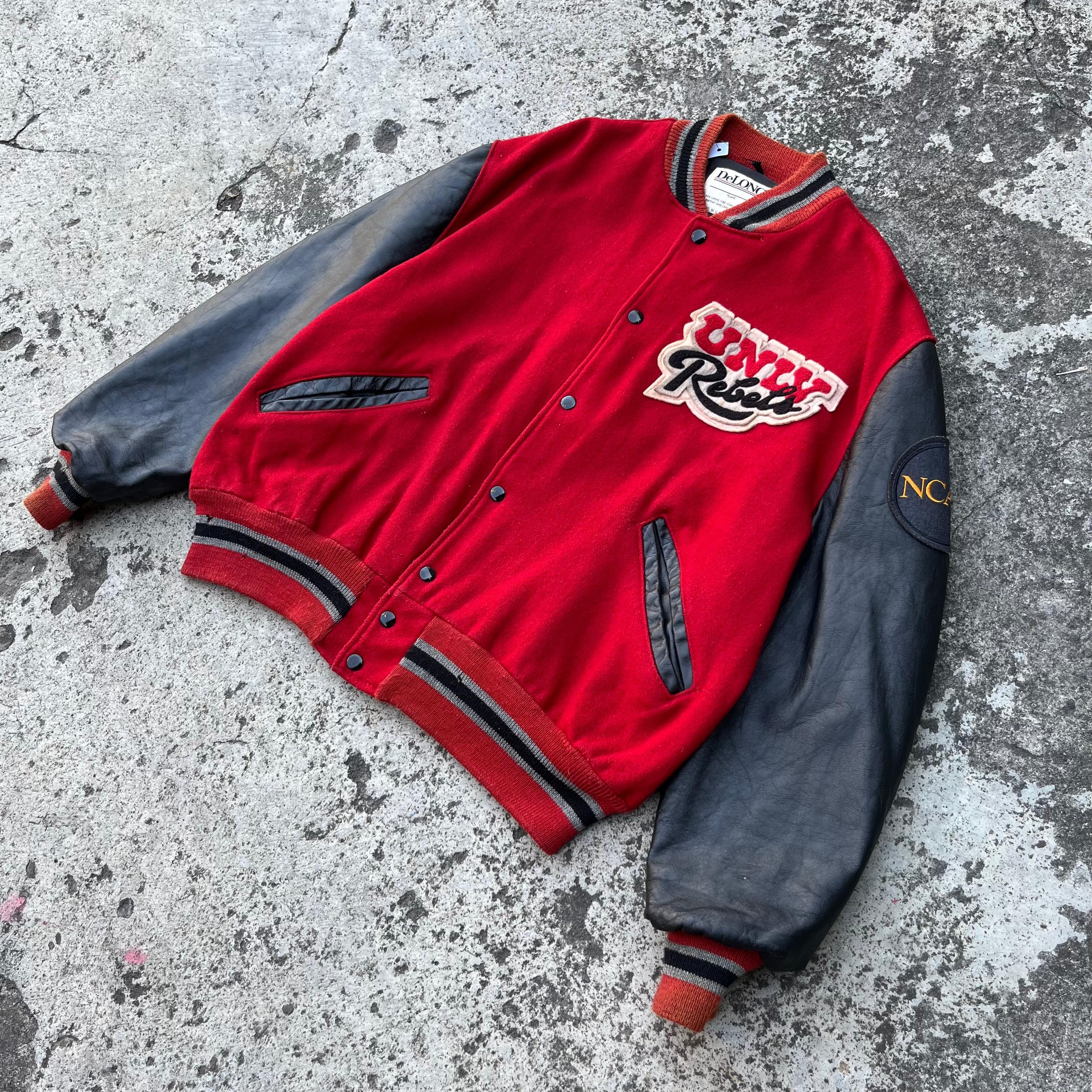 Delong RARE❤️‍🔥Vintage 80s Delong Wool Leather Varsity Jacket Size US M / EU 48-50 / 2 - 3 Thumbnail