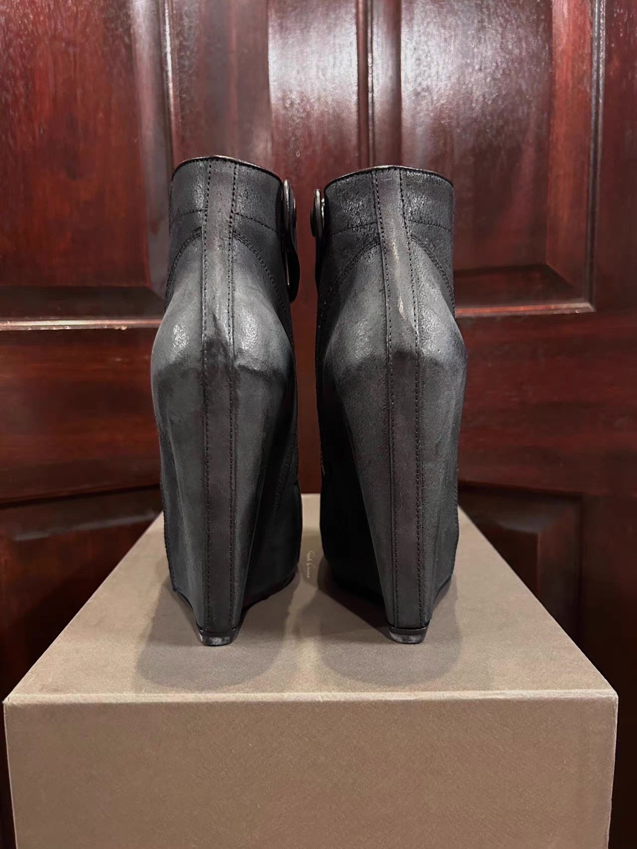 Rick Owens Rick Owens reverse‑leather wedge‑heel boots。Ｑ25 Size US 6 / IT 36 - 3 Thumbnail