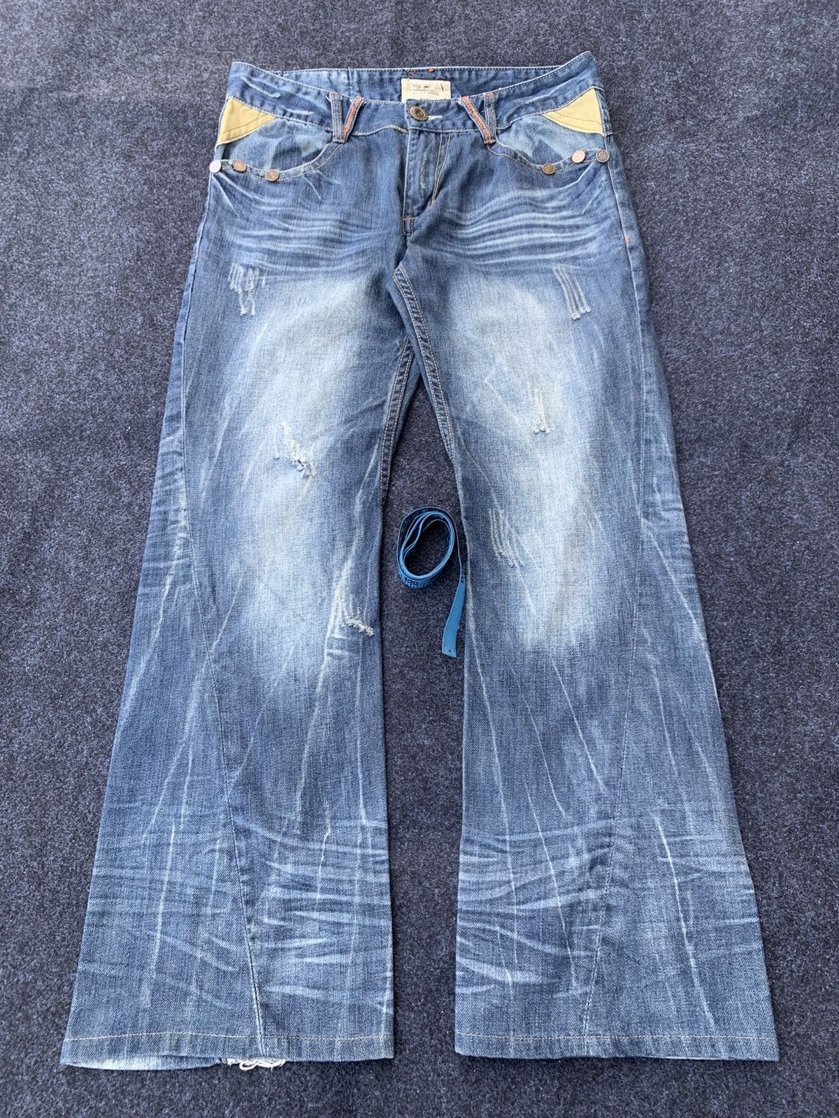 Japanese Brand DISTRESSED FLARE LOLITA JEANS. Size US 34 / EU 50 - 1 Thumbnail