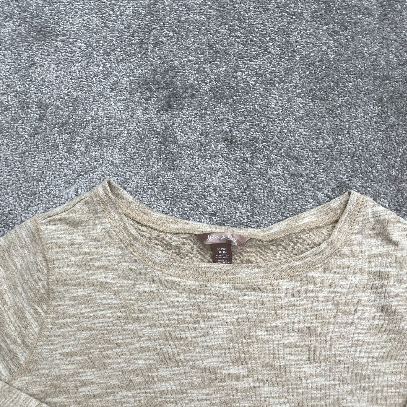 Vintage White Stag Top Womens XL Khaki Roll Tab Sleeve Basic Long Sleeve T-Shirt Blouse Size XL / US 12-14 / IT 48-50 - 3 Thumbnail