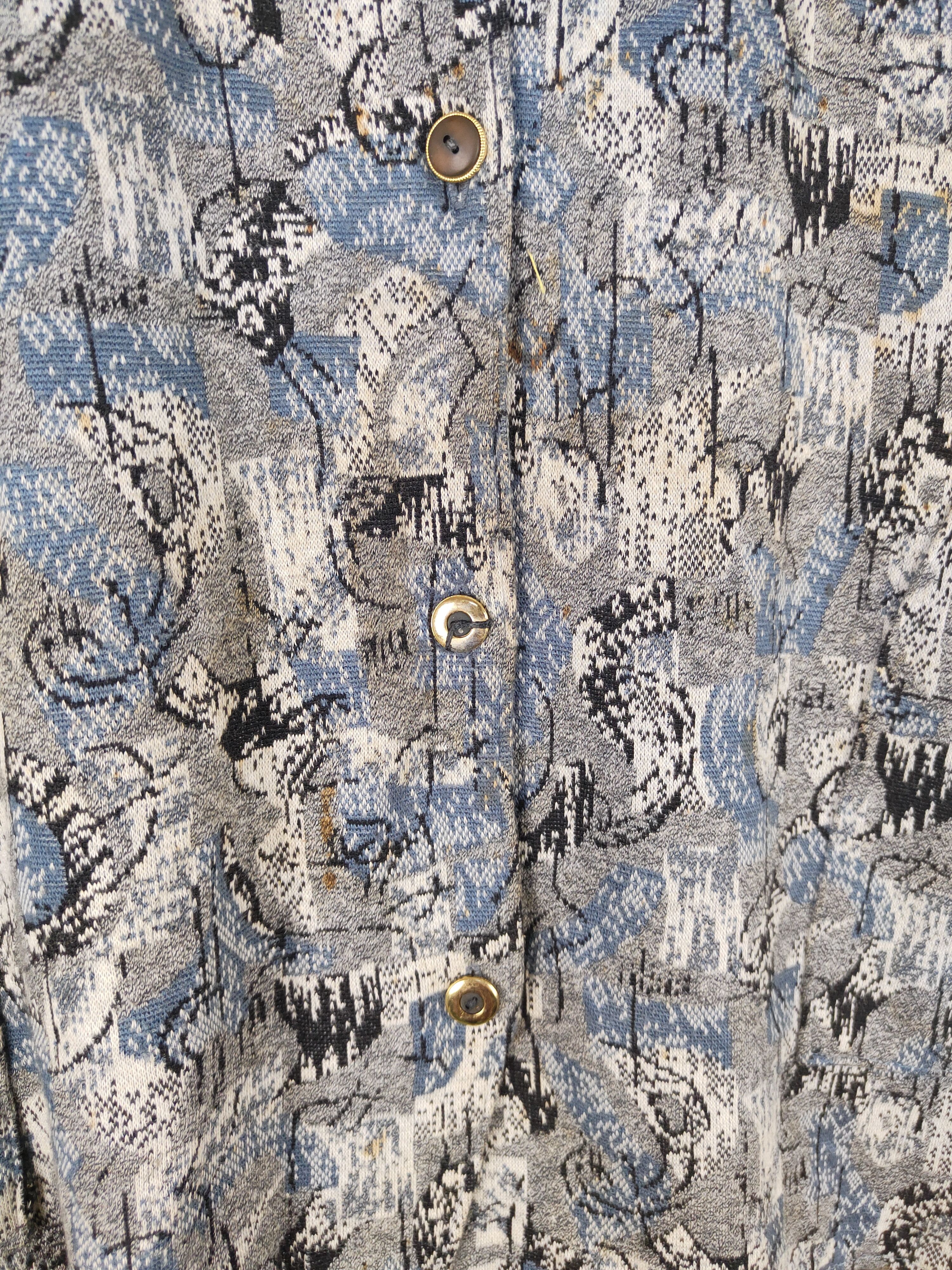 Homespun Knitwear × New Look × Vintage New Look Blue Gray Knitwear Blouses #W1521 Size L / US 10 / IT 46 - 4 Thumbnail