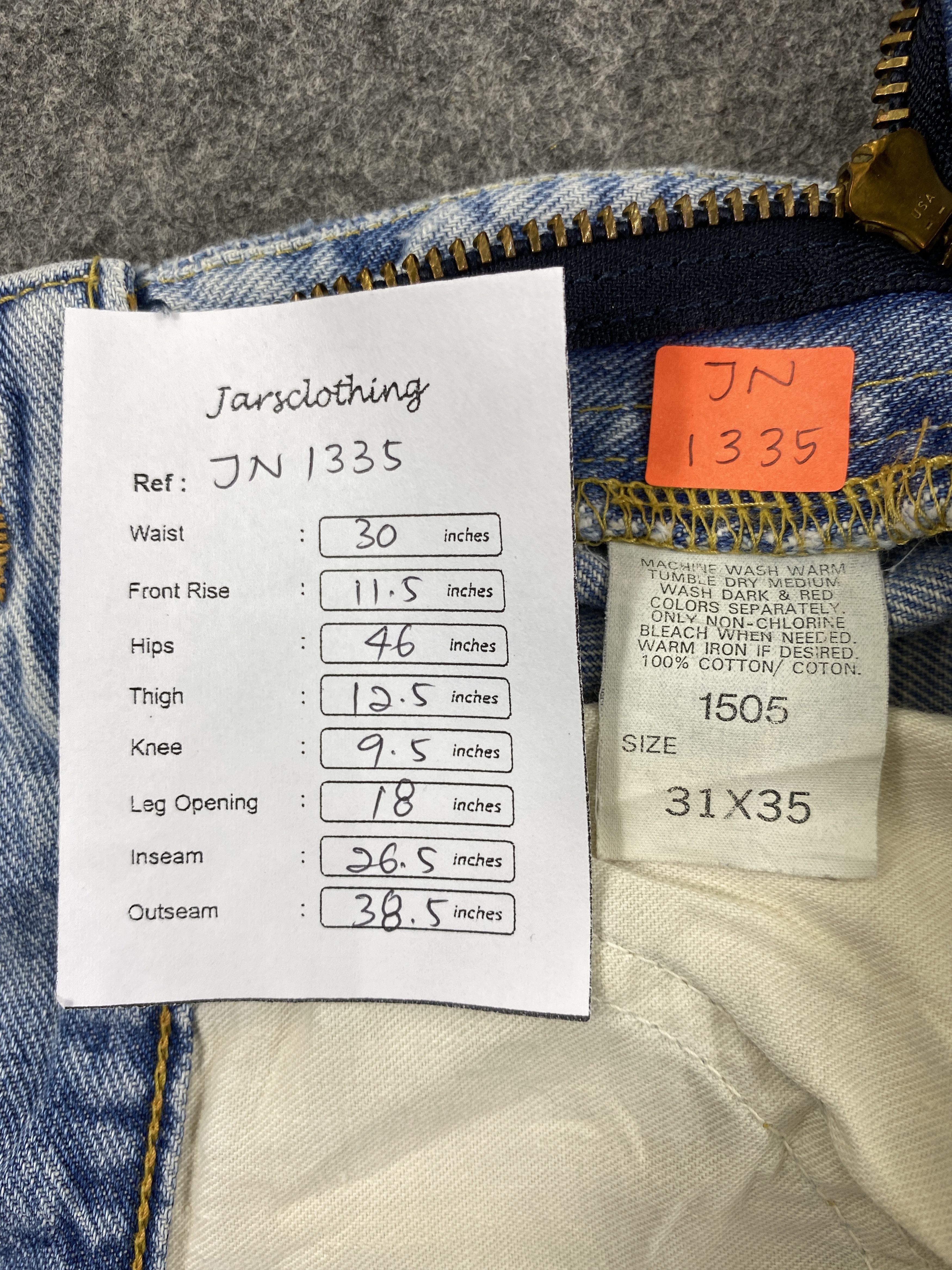 Japanese Brand Redline Light Blue Wash Lee Rider 30x26.5 Denim -JN1335 Size US 30 / EU 46 - 7 Thumbnail