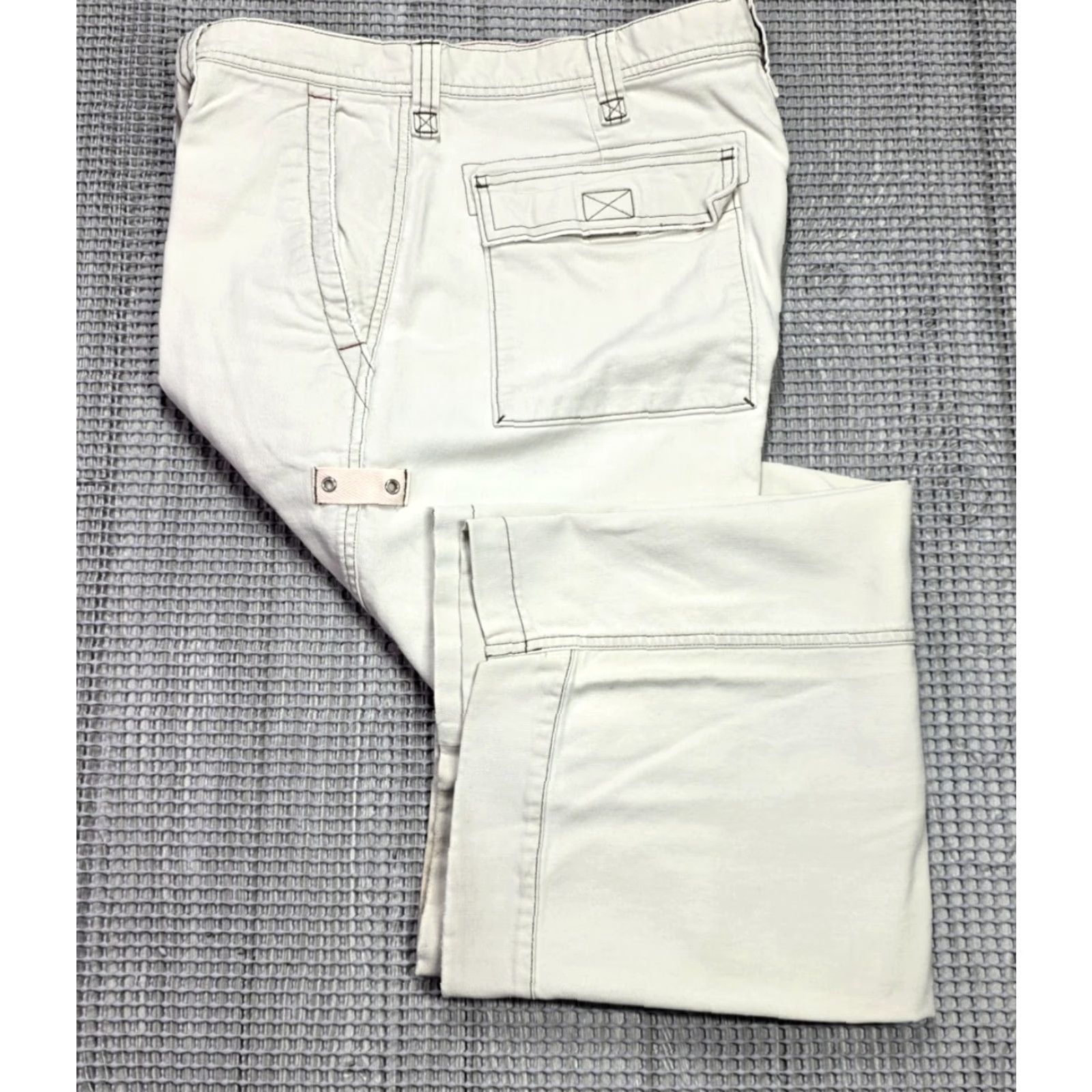 Express VINTAGE Express 38x30 Tan Canvas Cargo Pants Wide-Leg 90s Mens JNCO Express Baggy Carpentry style Cargo Pocket Cotton 38 in Inseam 30 in Size US 38 / EU 54 - 2 Thumbnail