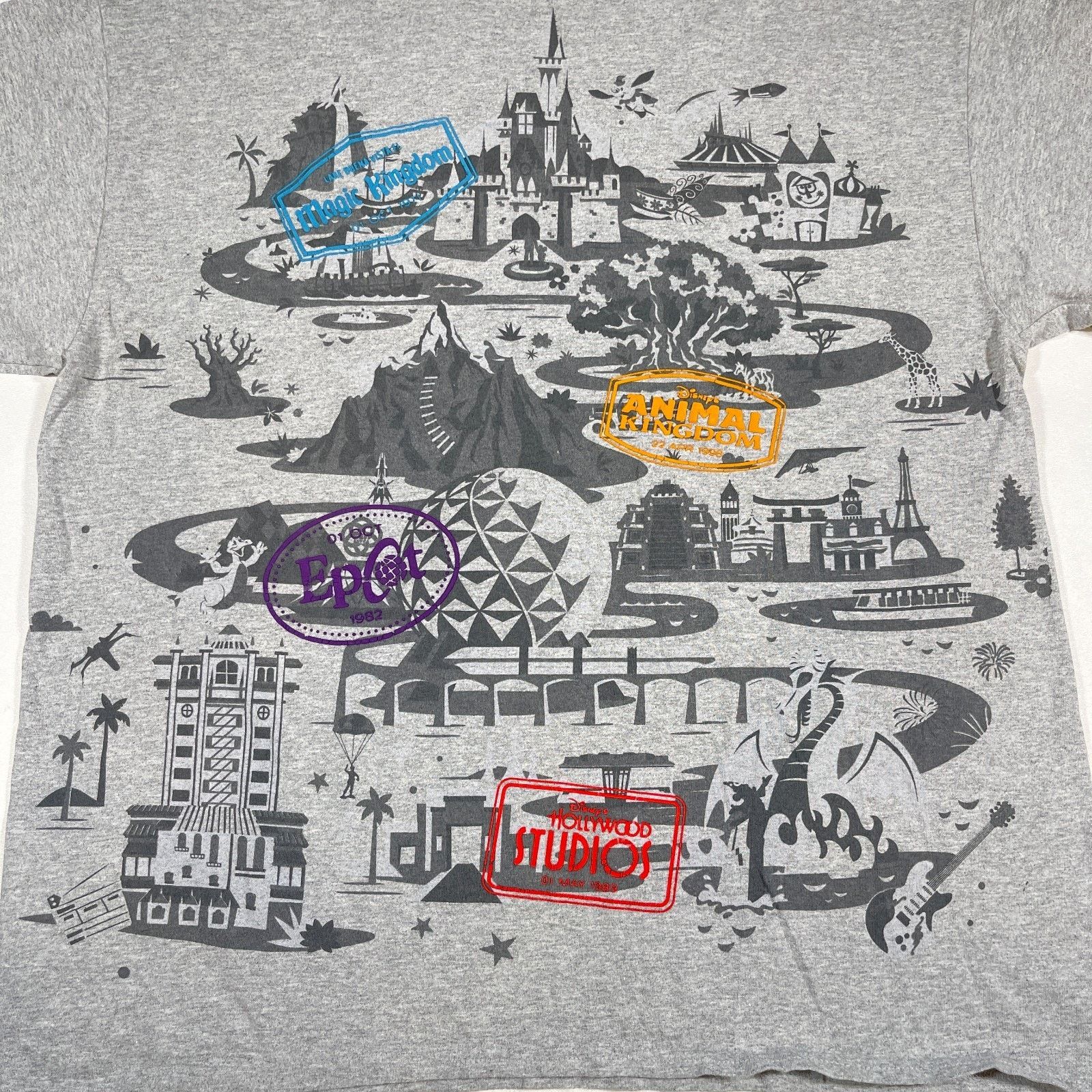 Disney Disney World Florida All 4 Parks Map Logo Gray Tee T Shirt Size US XL / EU 56 / 4 - 2 Thumbnail