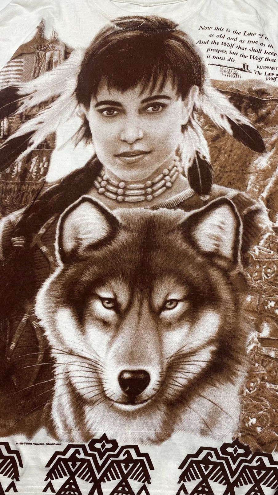 If Six Was Nine 1999 GOA Style Native Wolf Girl - Oneita T-Shirt Size US M / EU 48-50 / 2 - 5 Thumbnail
