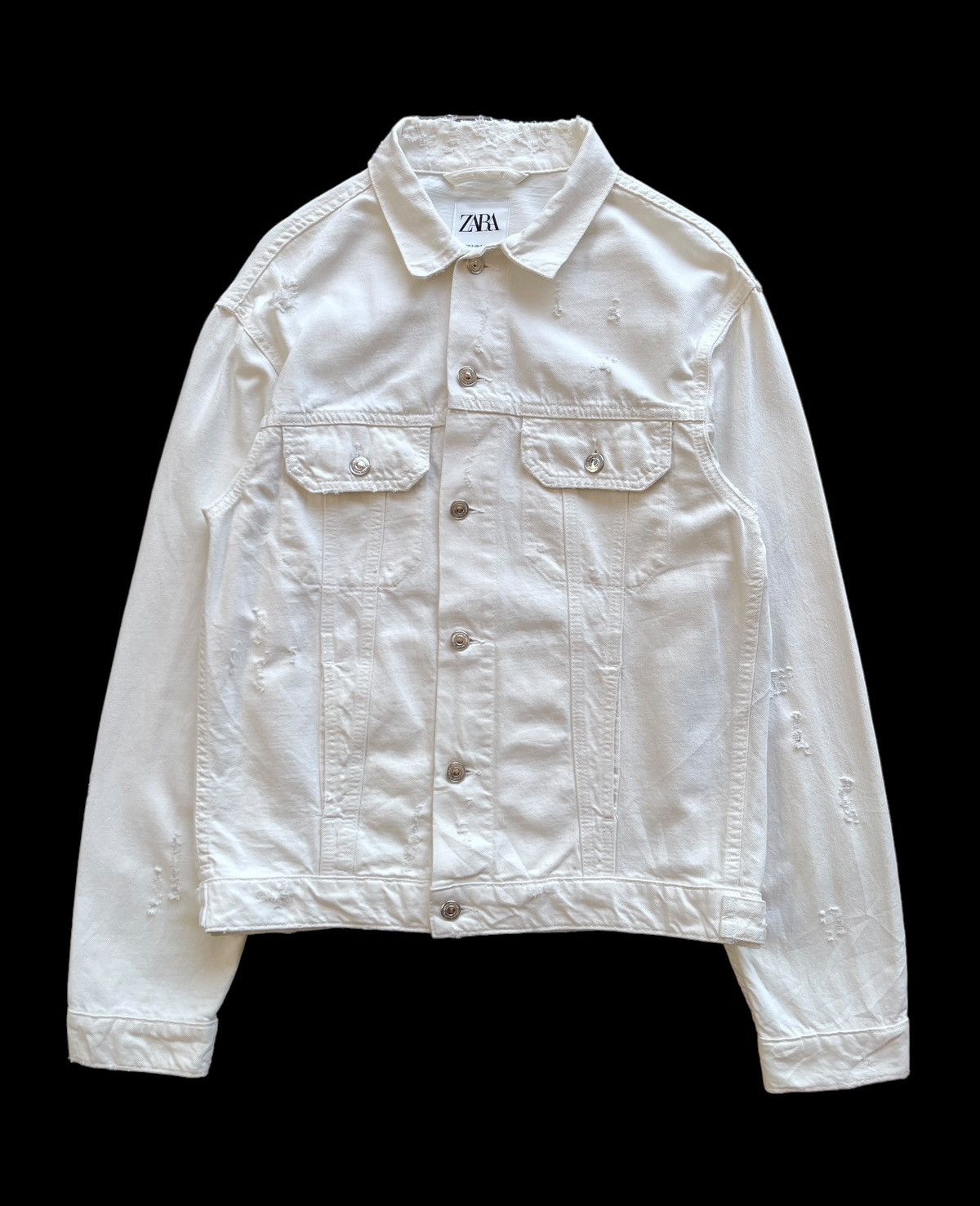 Zara Distressed Denim Trucker Jacket Size US S / EU 44-46 / 1 - 2 Thumbnail
