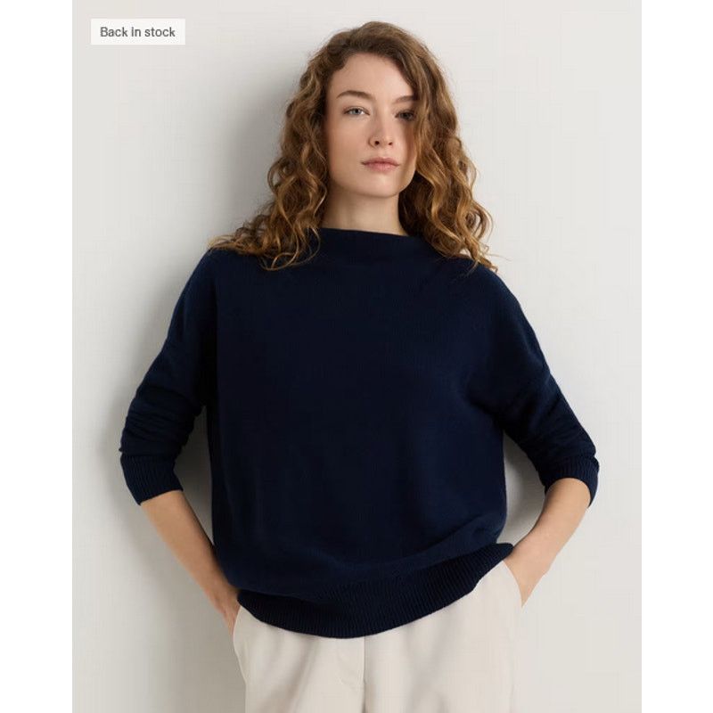 Quince Quince Mongolian Cashmere Funnel Neck Sweater Navy XS NWT Size XS / US 0-2 / IT 36-38 - 2 Thumbnail