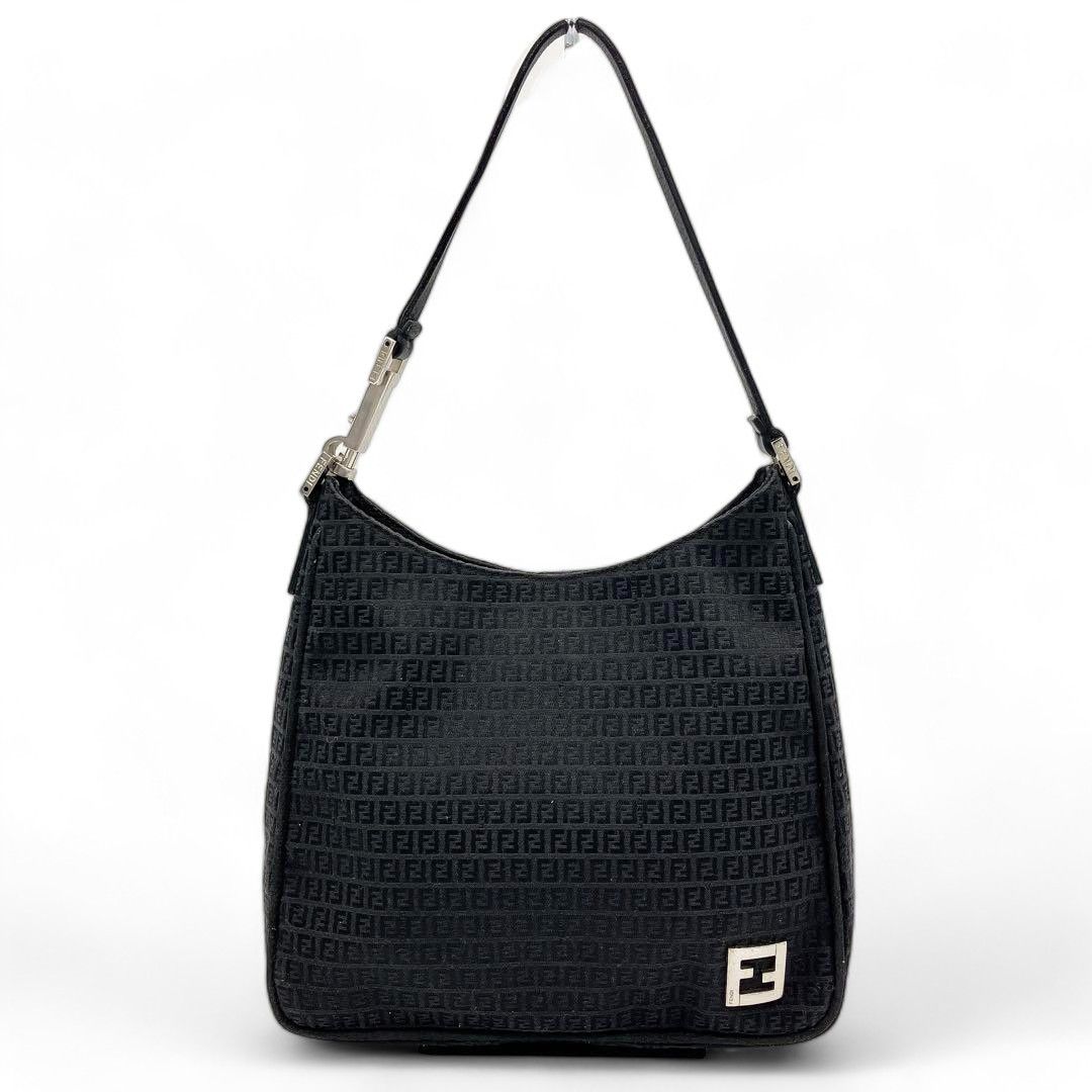 image of Fendi - Zucchino Handbag Vintage Ff Monogramm Canvas Black, Women's