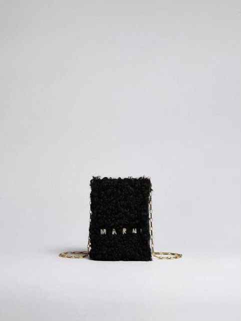 Marni o1w1db11024 Size: OS / Shearling Logo-Print Crossbody Bag Size ONE SIZE - 1 Thumbnail