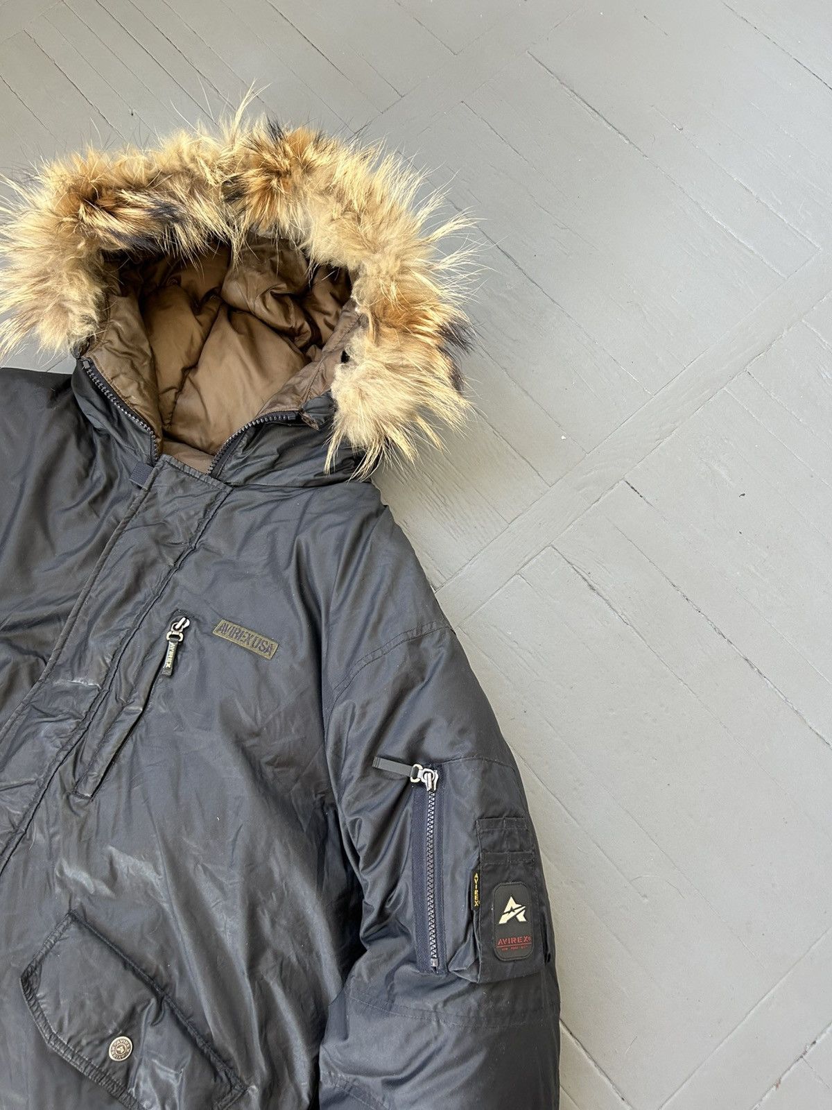 Avirex Avirex down puffer jacket with fur hood Size US XL / EU 56 / 4 - 4 Thumbnail