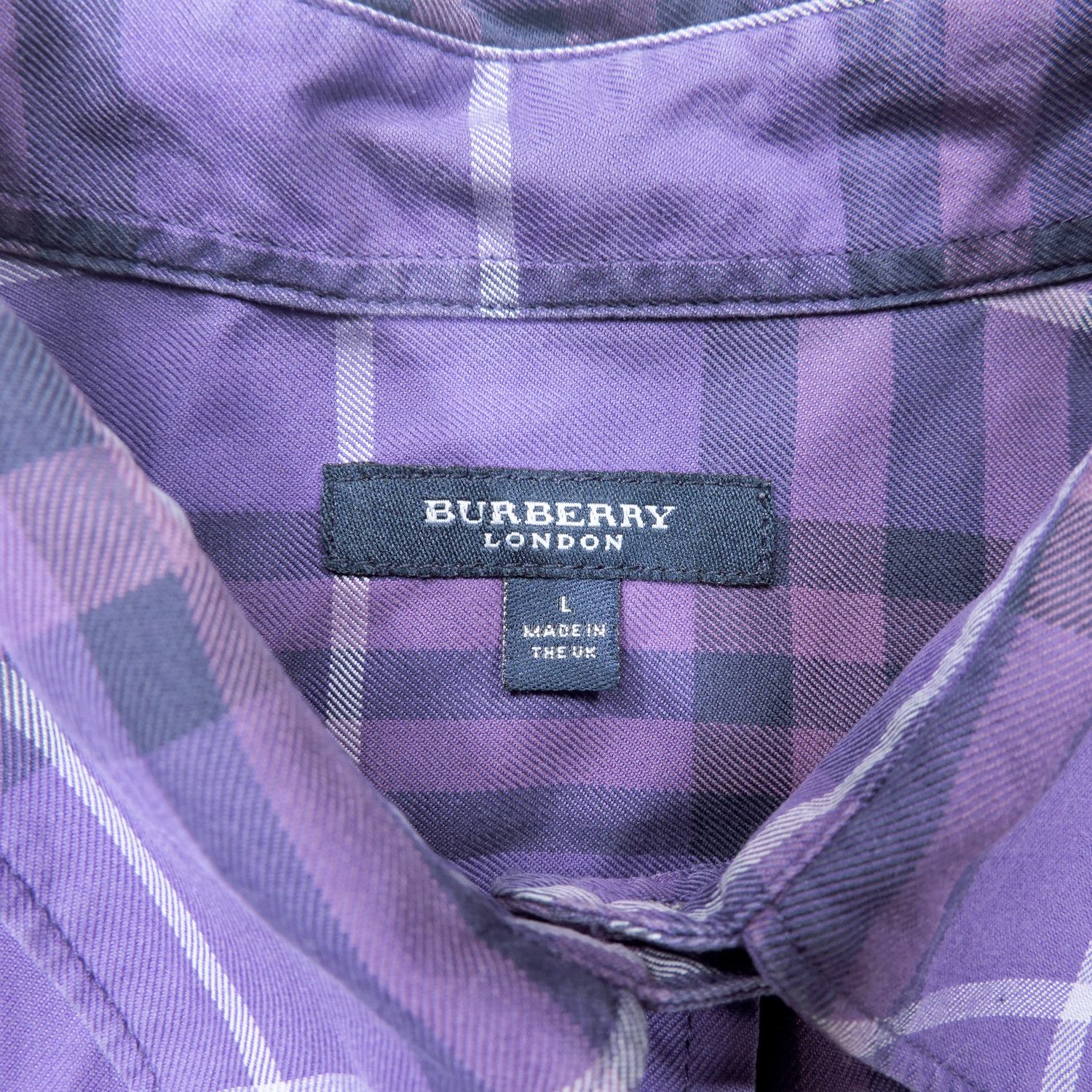 Burberry BURBERRY LONDON PURPLE PLAID LONG SLEEVE SHIRT Size L / US 10 / IT 46 - 3 Thumbnail
