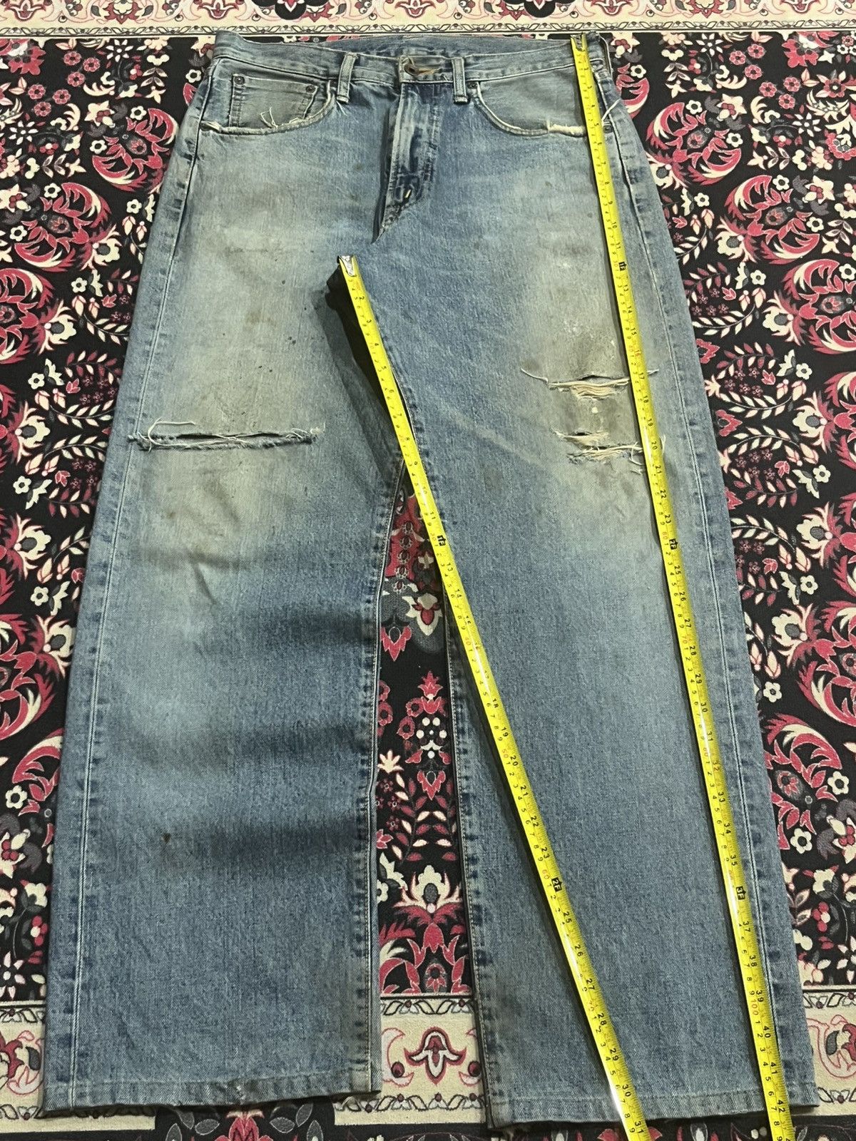 Kapital Vintage Edwin 505 Blue Wash Paint Splatter Rip Selvedge Jean Size US 30 / EU 46 - 14 Thumbnail
