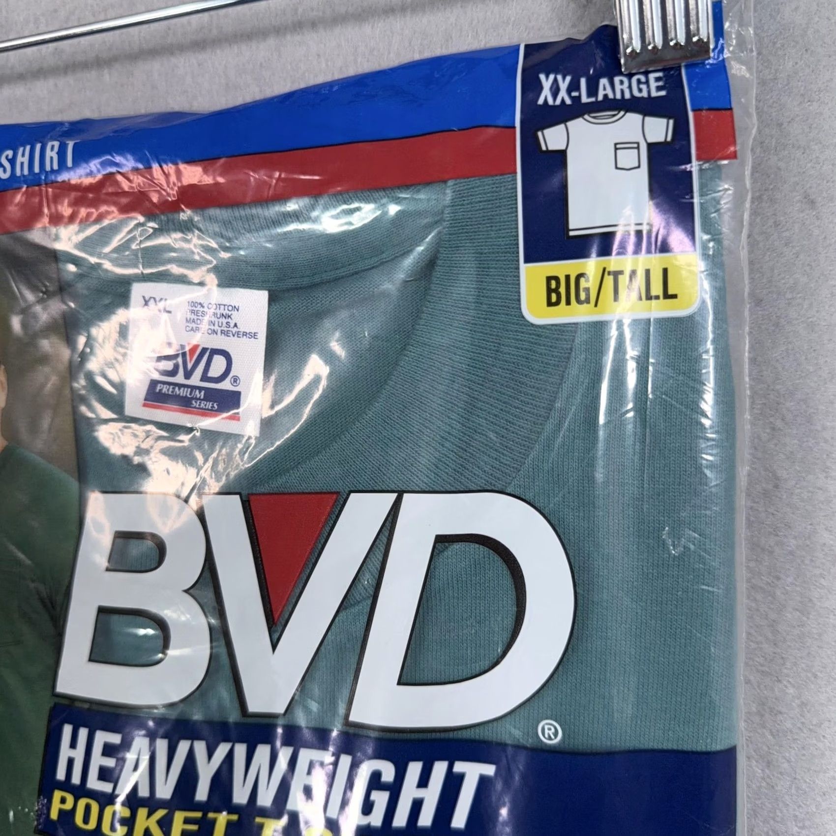 Vintage VINTAGE B.V.D Mens 2XL Big Tall Heavyweight Pocket Tee Green 2XL T-Shirt Short Sleeve Crew Neck USA 80s 90s NOS Size US XXL / EU 58 / 5 - 4 Thumbnail