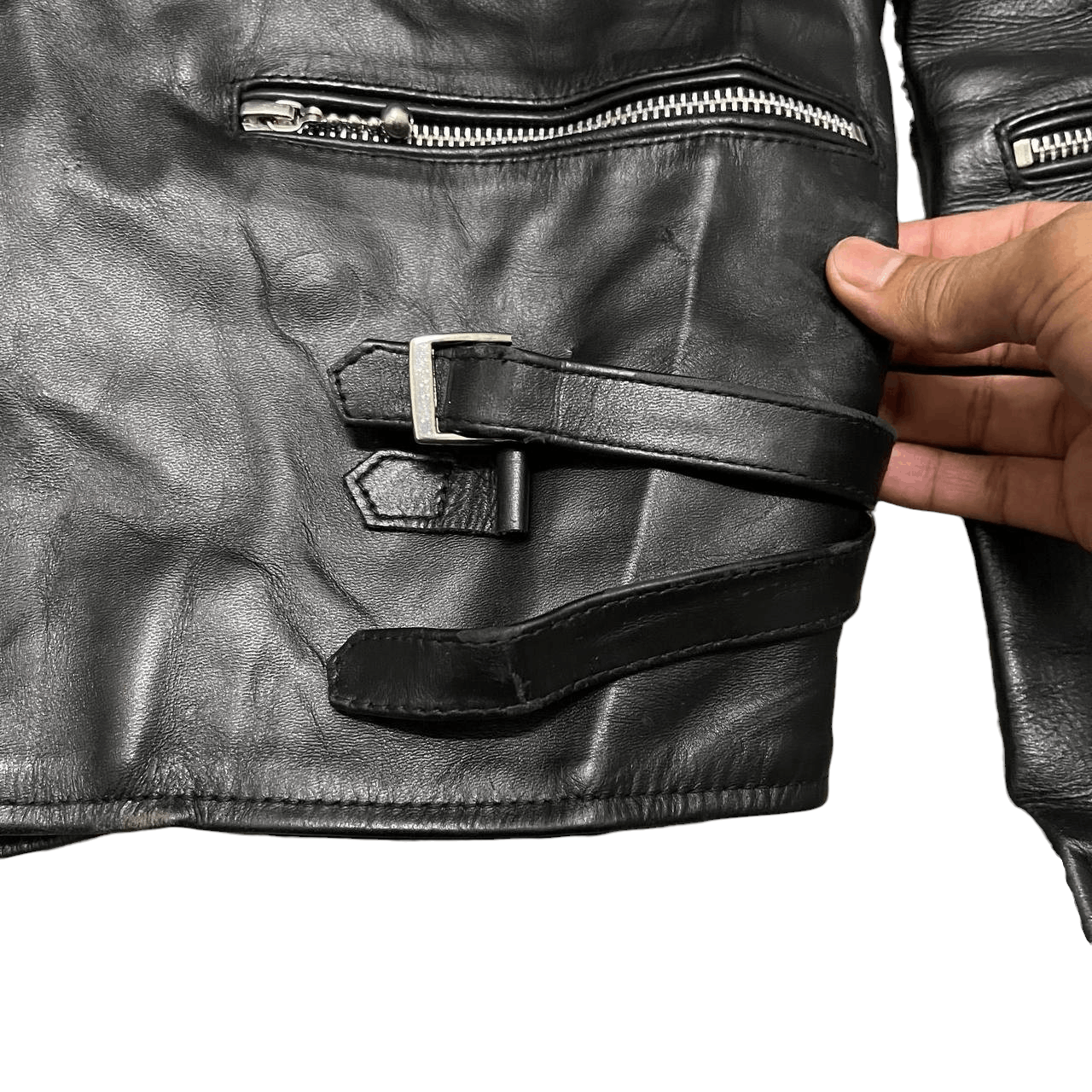 Leather Vintage Motorcycle Double Collar Cowhide Leather Jacket Size US M / EU 48-50 / 2 - 9 Thumbnail