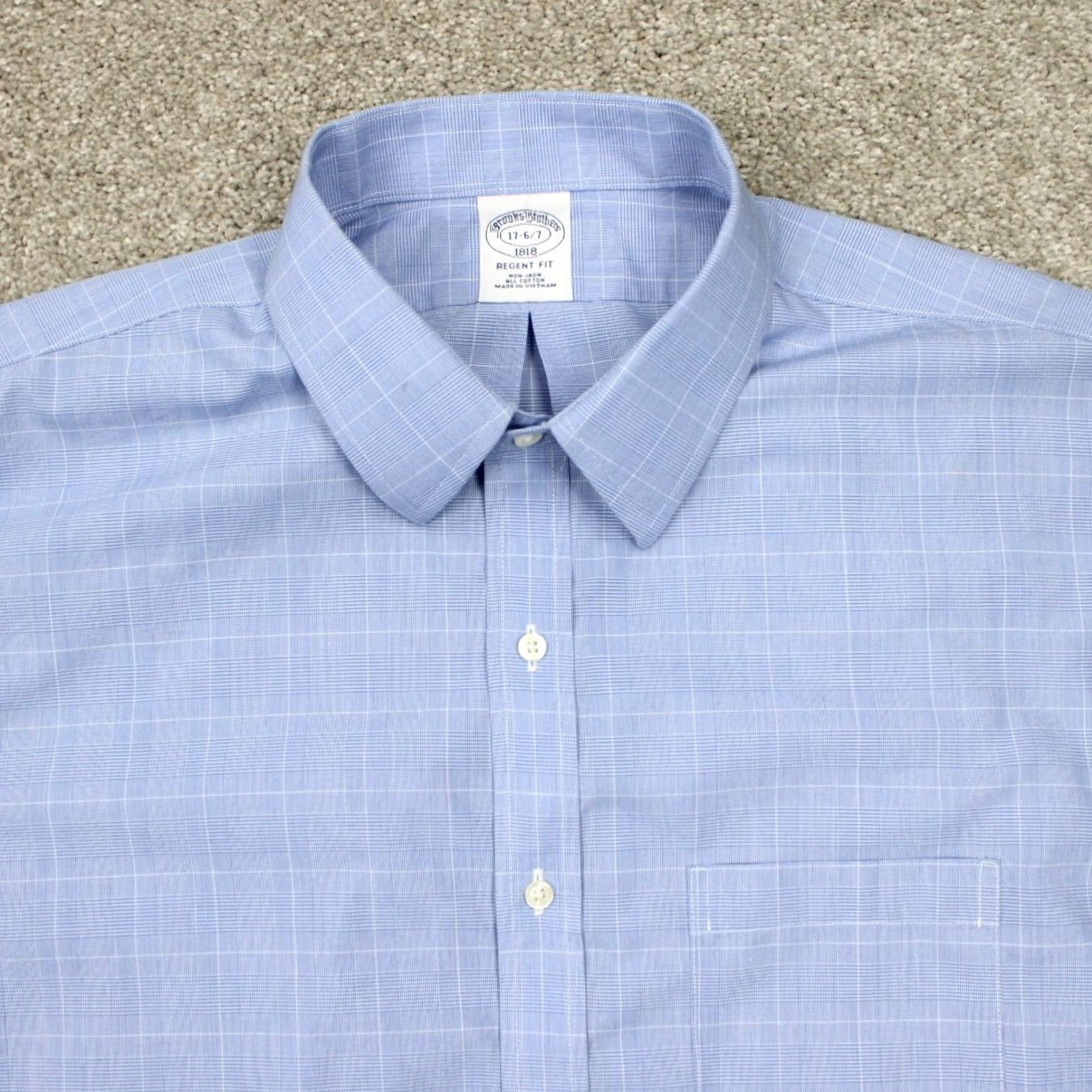 Brooks Brothers Brooks Brothers Regent Dress Shirt Mens 17 6/7 Blue Non-Iron Cotton L/S Shirt Size 46R - 5 Thumbnail