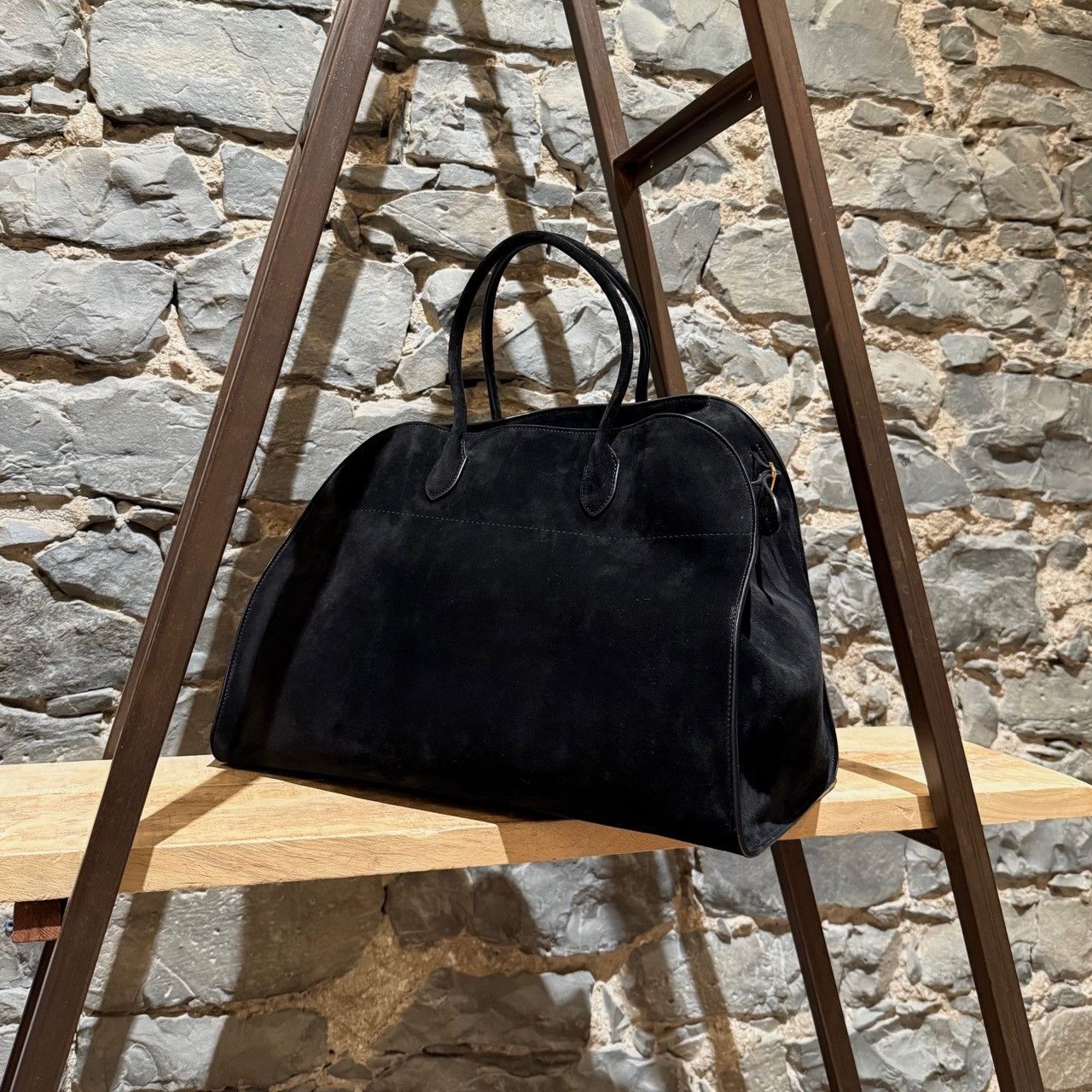 The Row The Row Black Suede Soft Margaux 17 Bag Size ONE SIZE - 17 Thumbnail