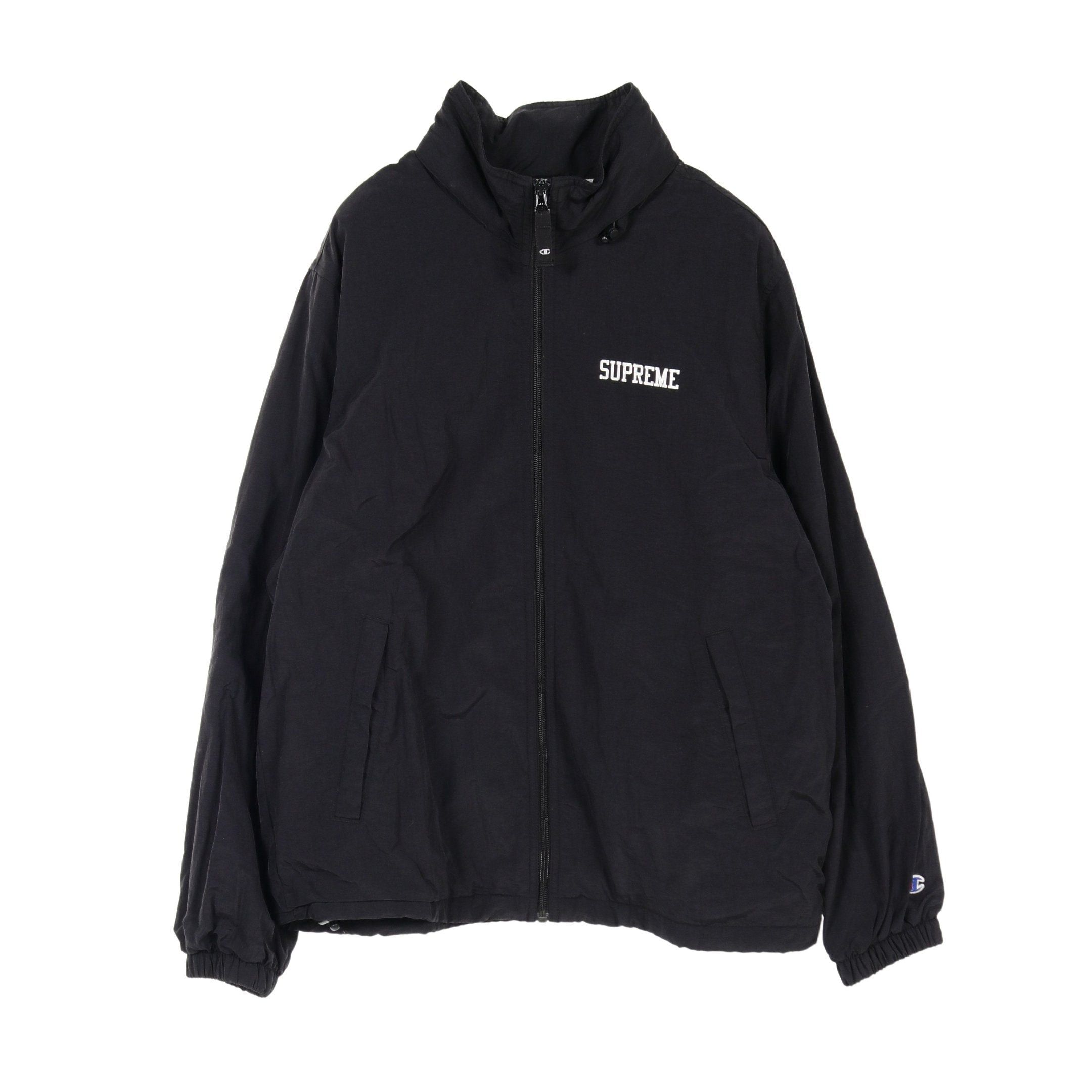 image of Supreme Champion Blouson Logo Print Nylon Black Hooded, Women's