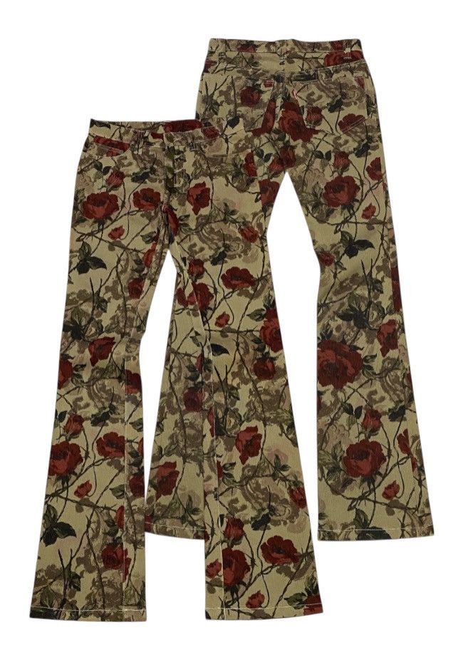 Tornado Mart 💃 Tornado Mart Japan Flare Printed Flower Stretch Jeans Size 28" / US 6 / IT 42 - 1 Thumbnail