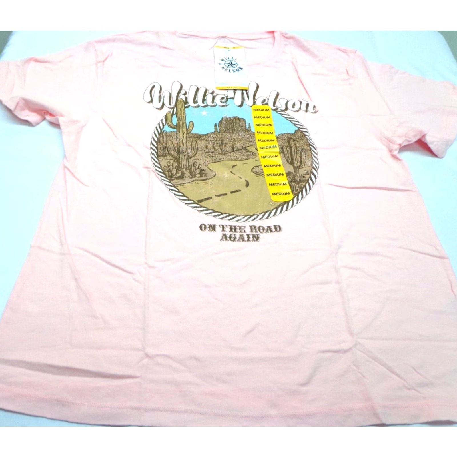Pinko WILLIE NELSON On The Road Again Graphic Band Tee Pink Women M Short Sleeve Round Neck Pullover 100% Cotton Regular Fit Women's T-Shirt Size M / US 6-8 / IT 42-44 - 2 Thumbnail