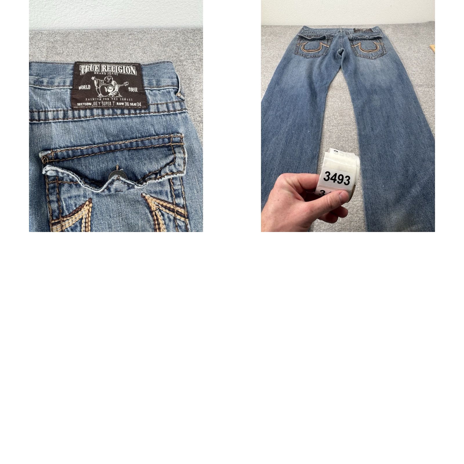 True Religion True Religion Jeans Mens 38x32 Joey Super T Straight Made USA Distressed Denim Size US 36 / EU 52 - 9 Thumbnail