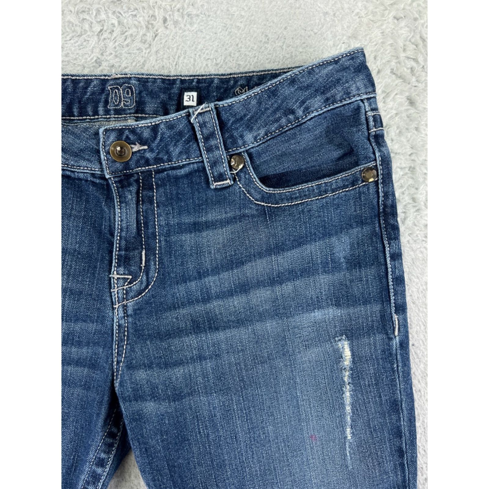 Silver Jeans Co. Diane Gilman Pants Womens 31 Blue Denim Jeans DG Slick Bling Embellished Cotton Size 24" / US 00 / IT 34 - 7 Thumbnail