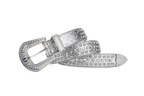 Streetwear Belt Shiny Western Style Leather with Rivets Y2K
